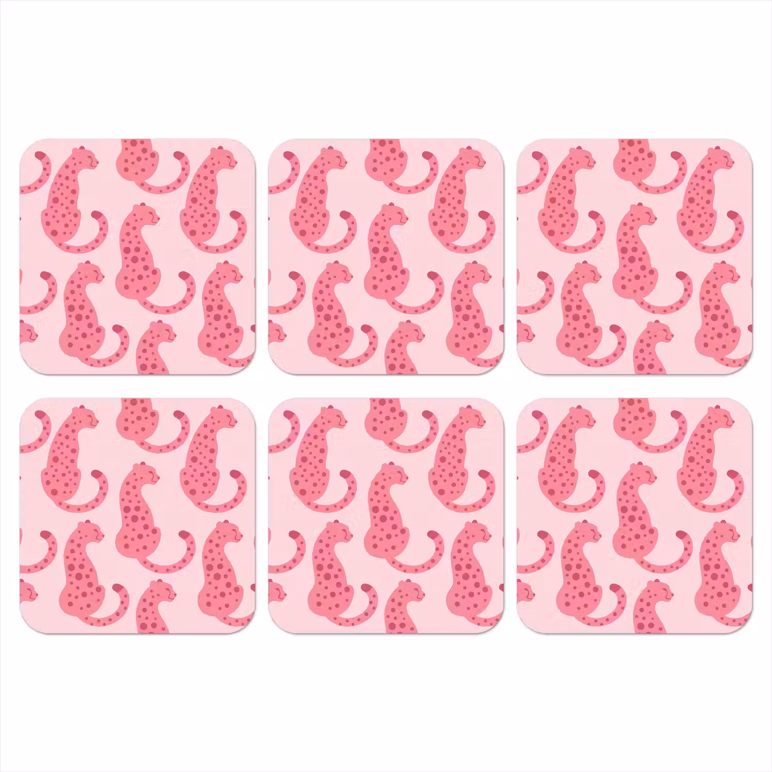 Kat - Gevlekt - Dieren - Patroon - Roze onderzetter kurk middel -3d