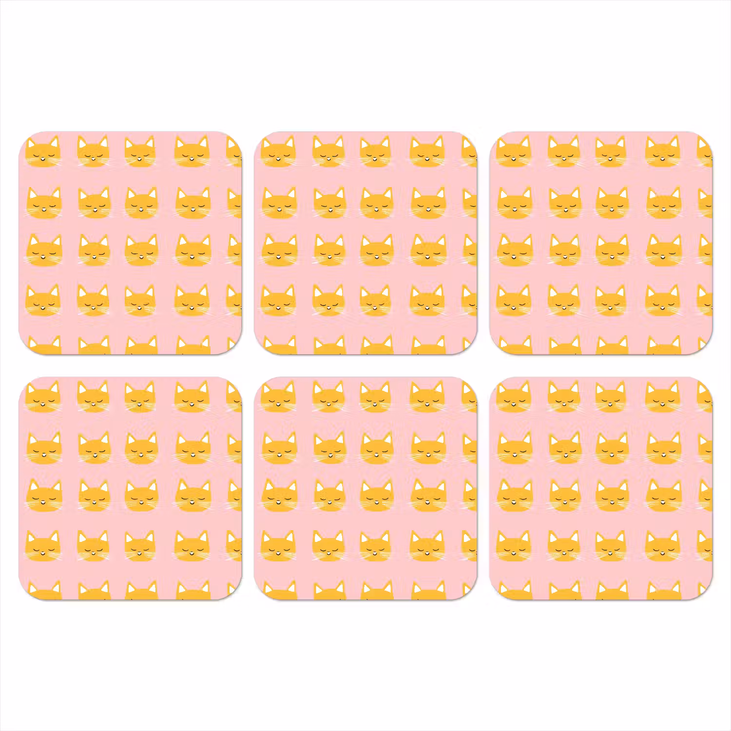 Katten - Patroon - Roze onderzetter kurk middel 366 -3d