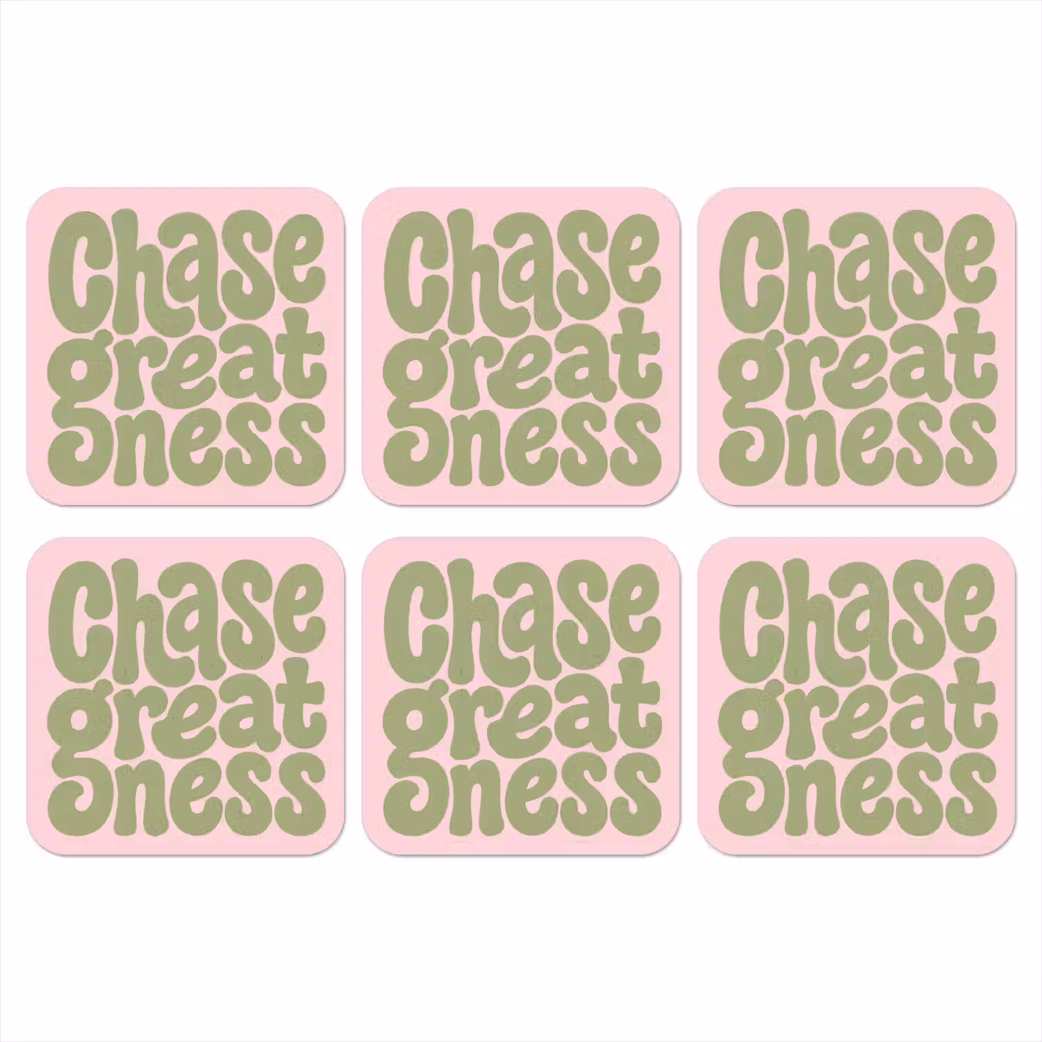 Chase greatness - Groen - Roze - Retro onderzetter kurk middel -3d