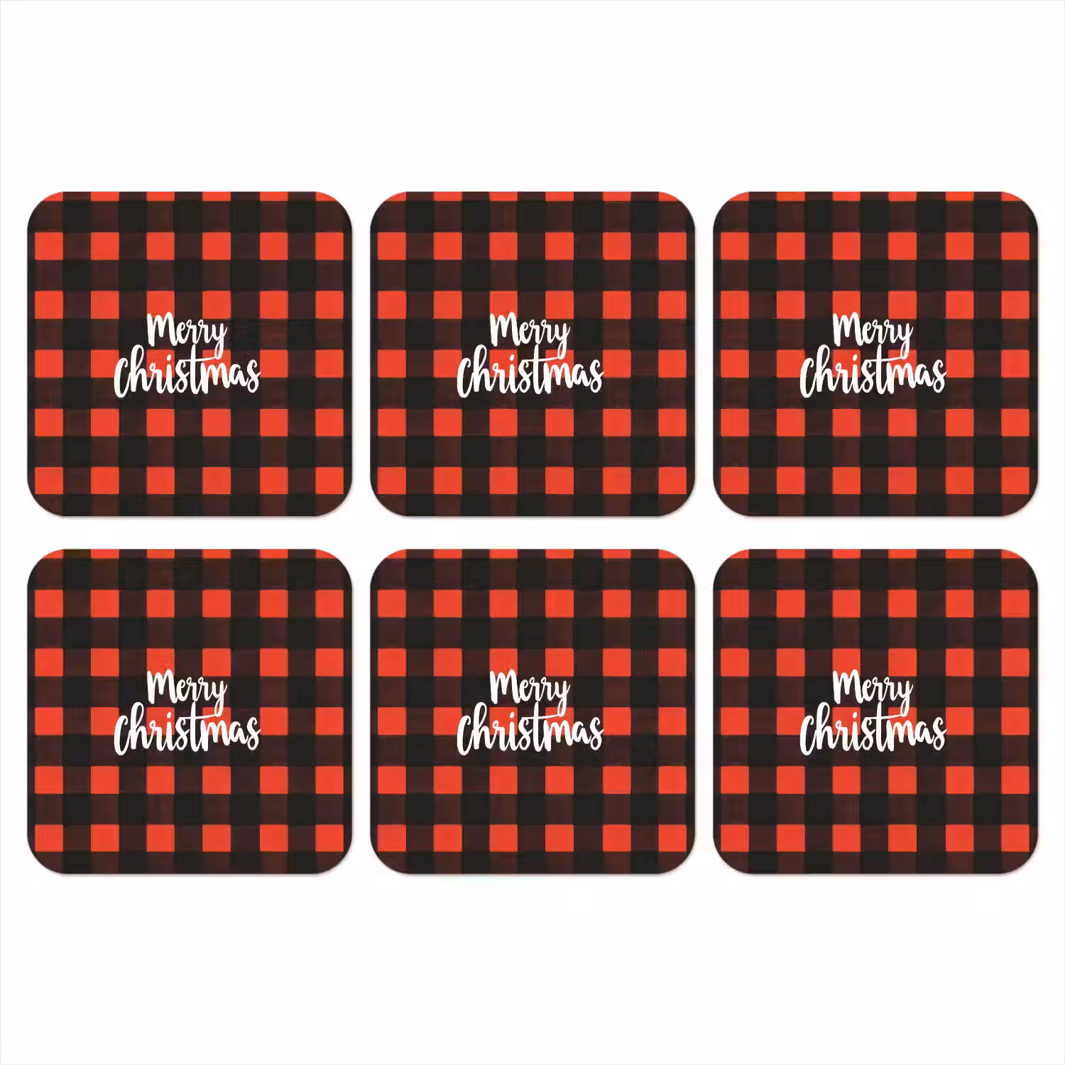 Geruit - Rood - Tekst - Christmas onderzetter kurk middel -3d