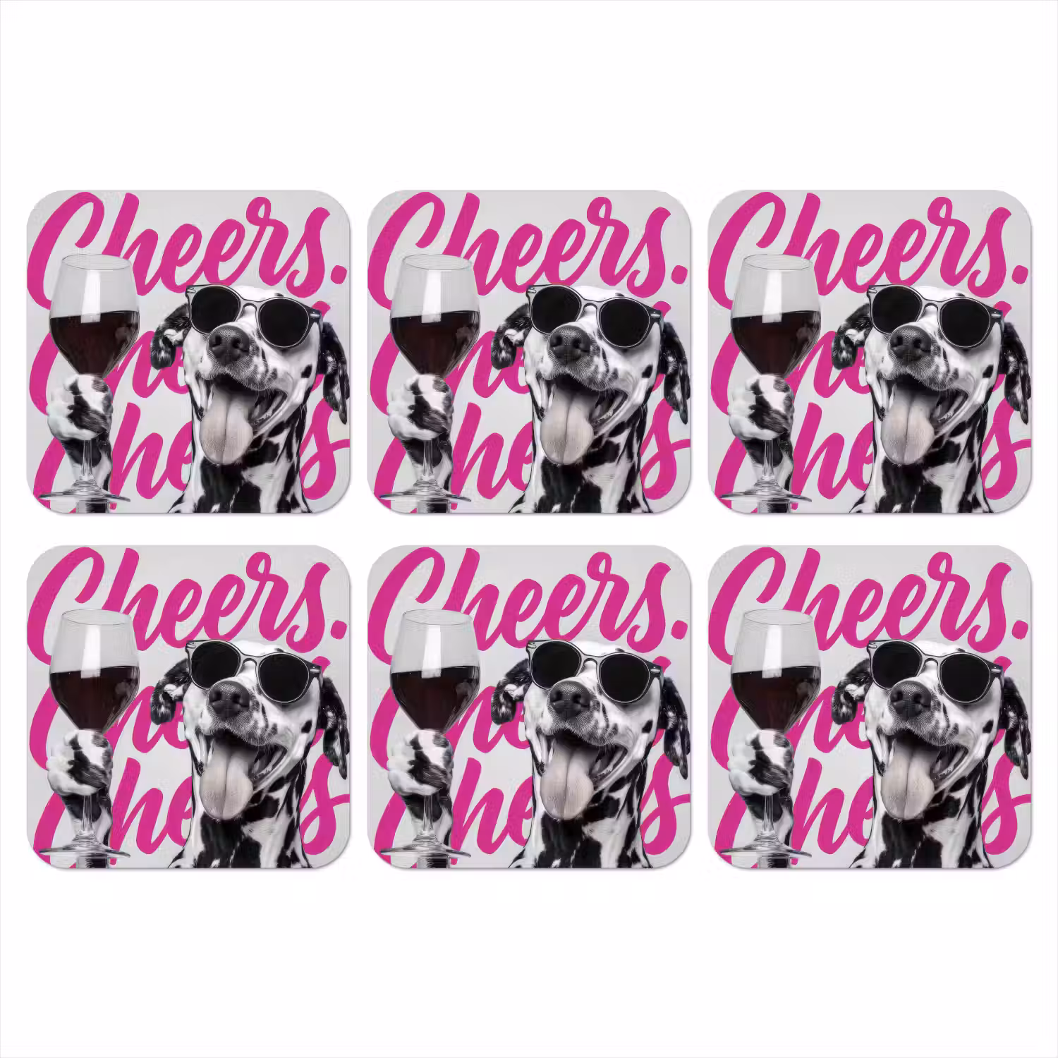 Cheers - Hond - Roze - Wijn onderzetter kurk middel -3d