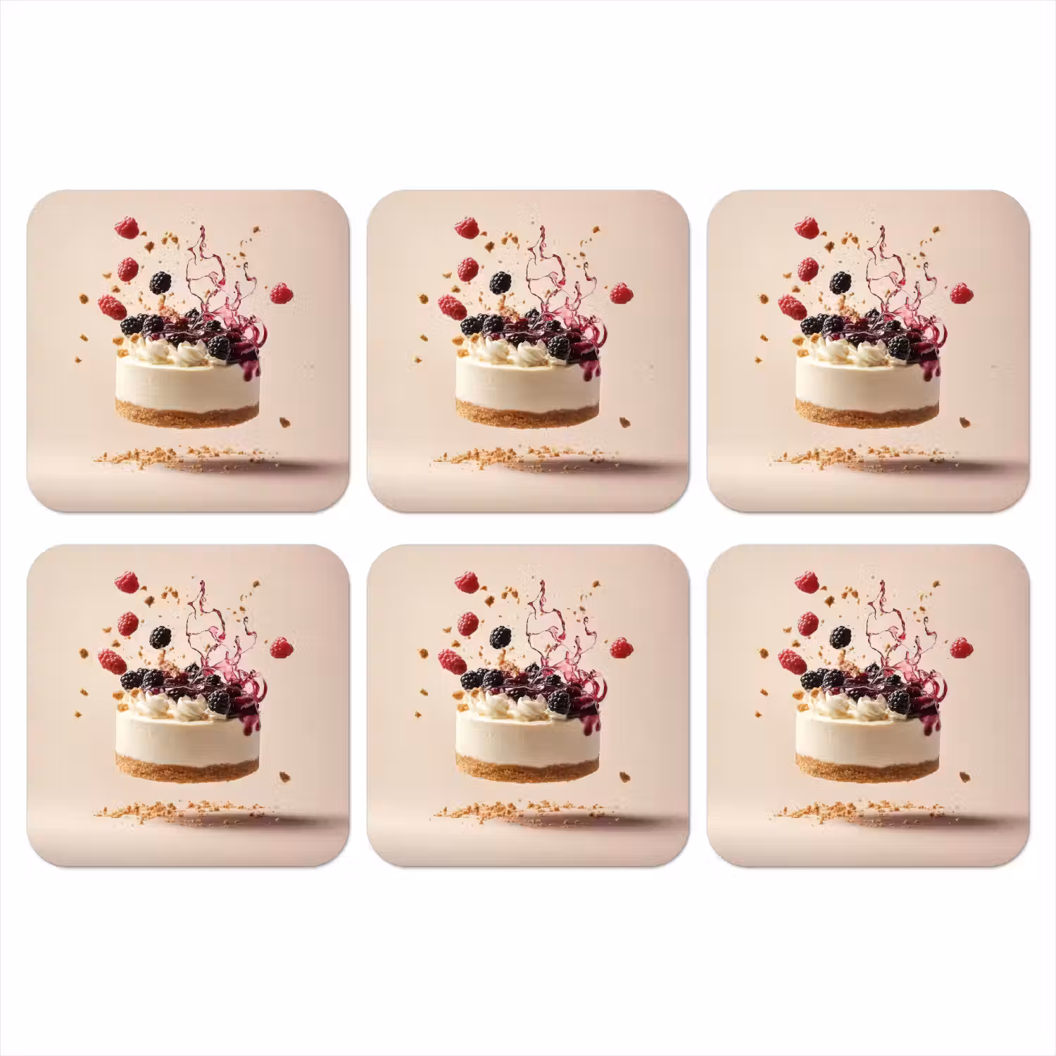 Cheesecake - Eten - Roze - Taart onderzetter kurk middel -3d