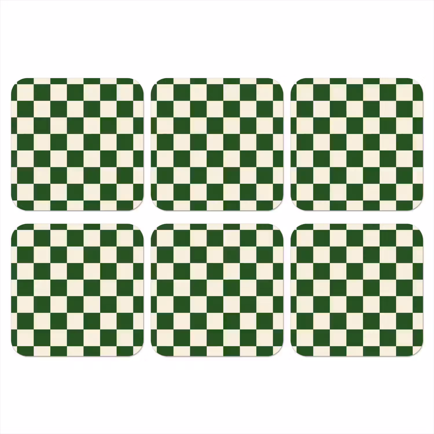 Schaakbord - Patroon - Groen onderzetter kurk middel 366 -3d
