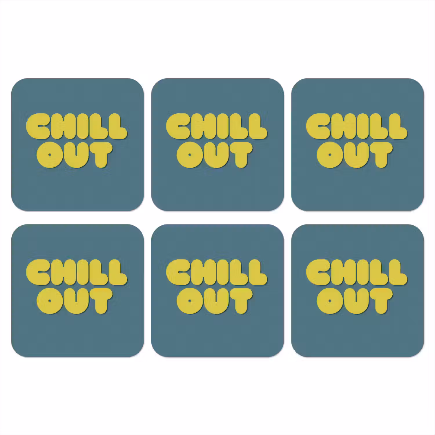 Chill out - Geel - Blauw onderzetter kurk middel -3d