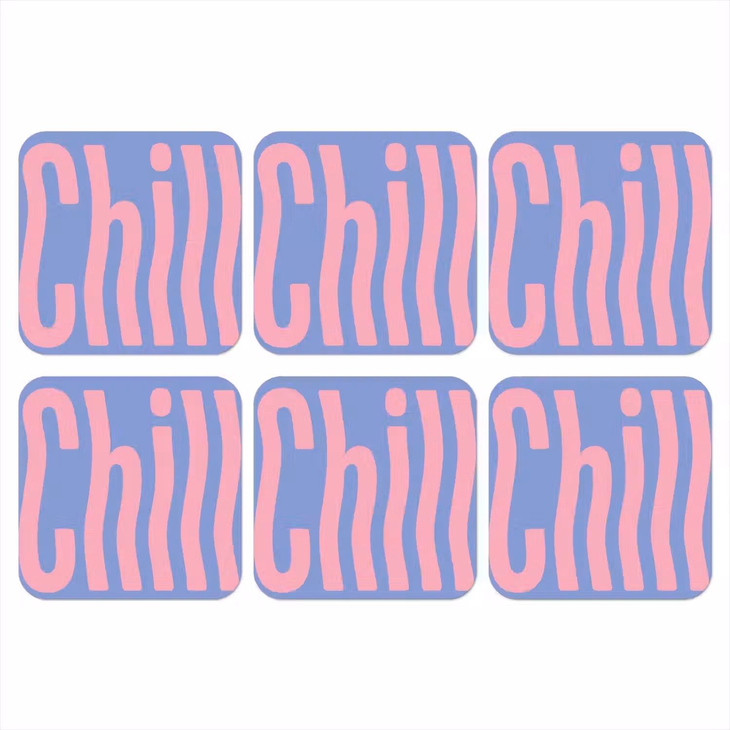 Chill - Roze - Blauw - Golvend onderzetter kurk middel -3d