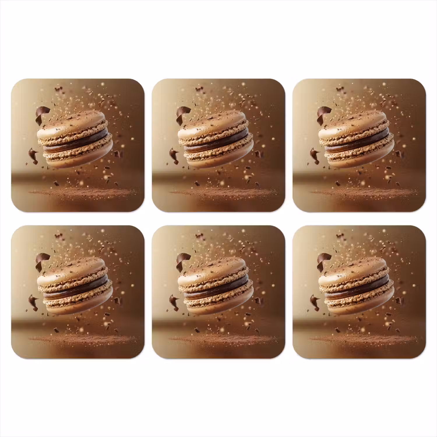 Chocolade - Macarons - Eten - Snoep onderzetter kurk middel -3d