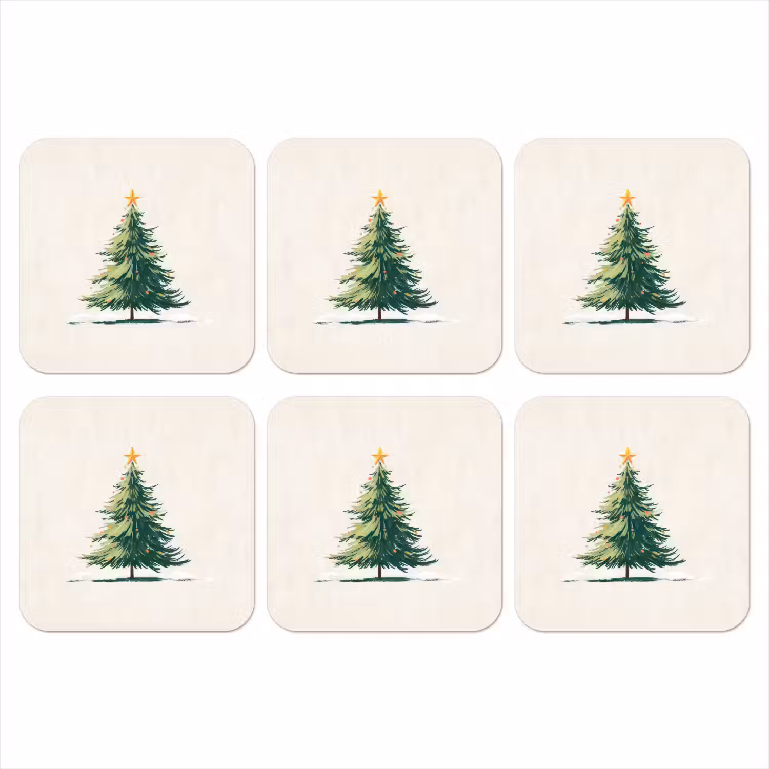 Kerstboom - Illustratie - Ster - Sneeuw onderzetter kurk middel -3d