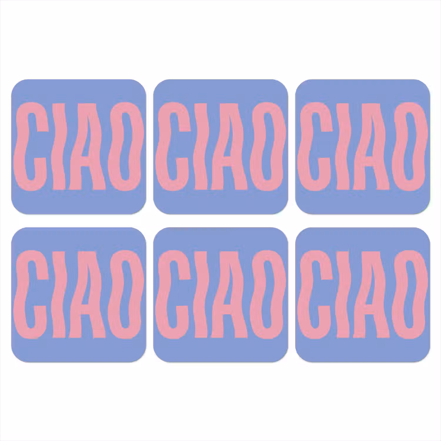 Ciao - Roze - Blauw - Golvend onderzetter kurk middel -3d