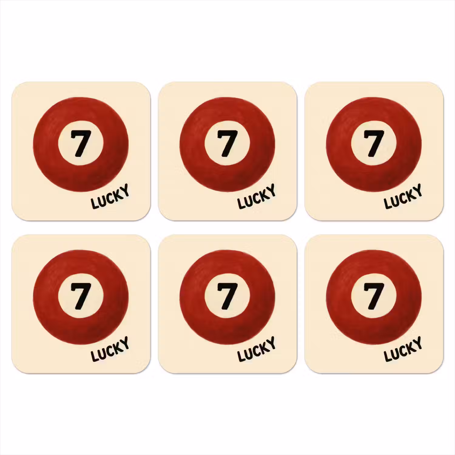 Cirkel - Zeven - Lucky - Rood onderzetter kurk middel -3d