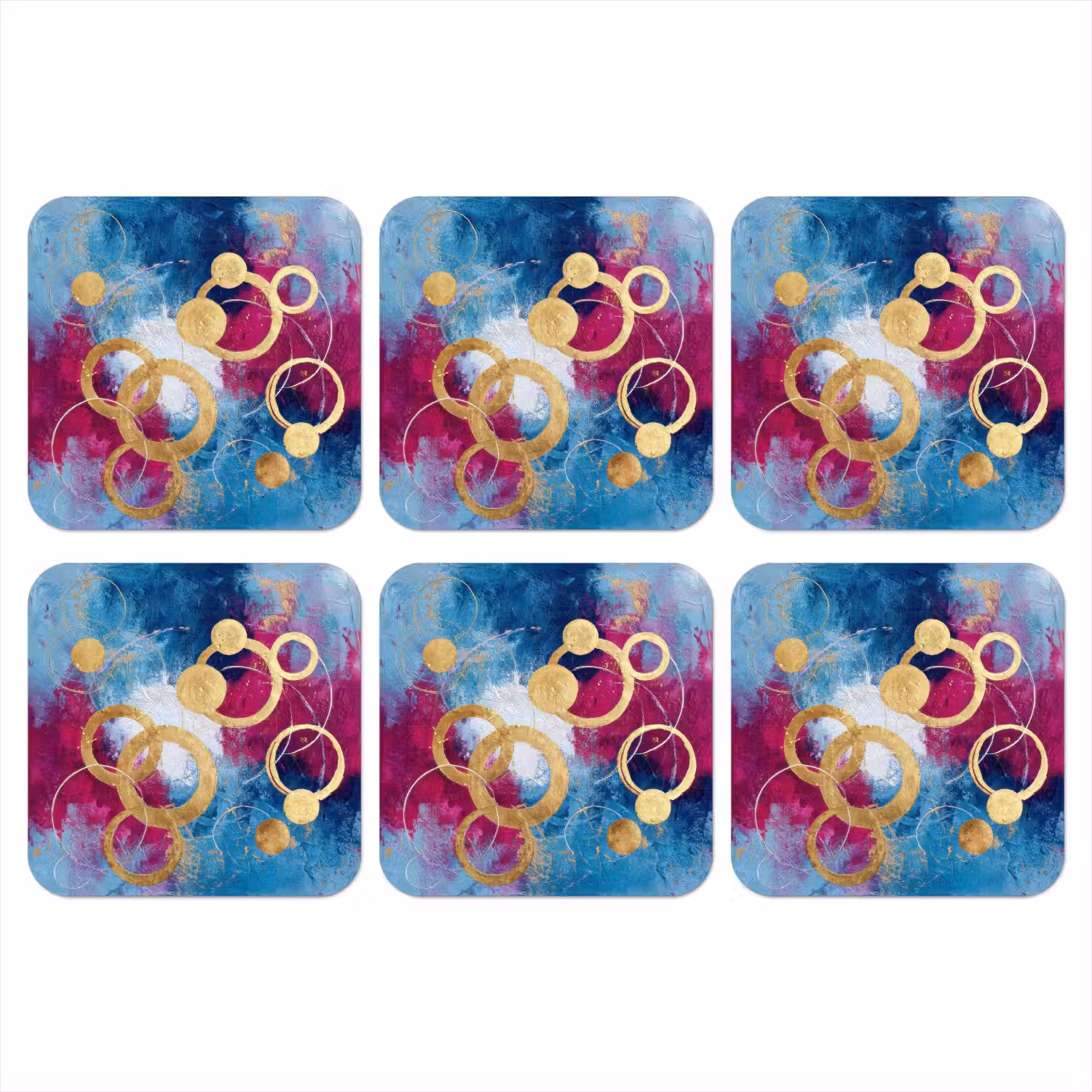 Cirkels - Goud - Abstract onderzetter kurk middel -3d