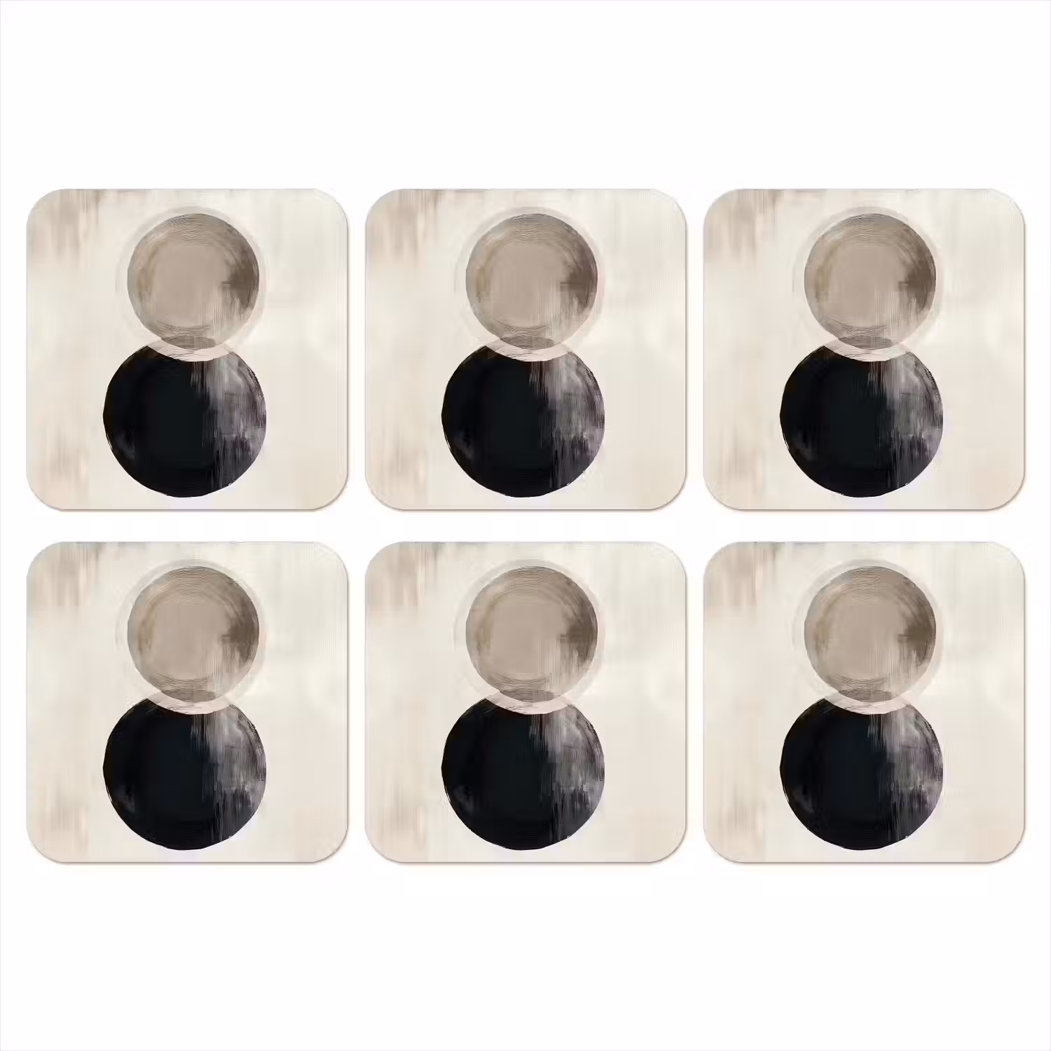 Cirkels - Vorm - Beige - Abstract onderzetter kurk middel -3d
