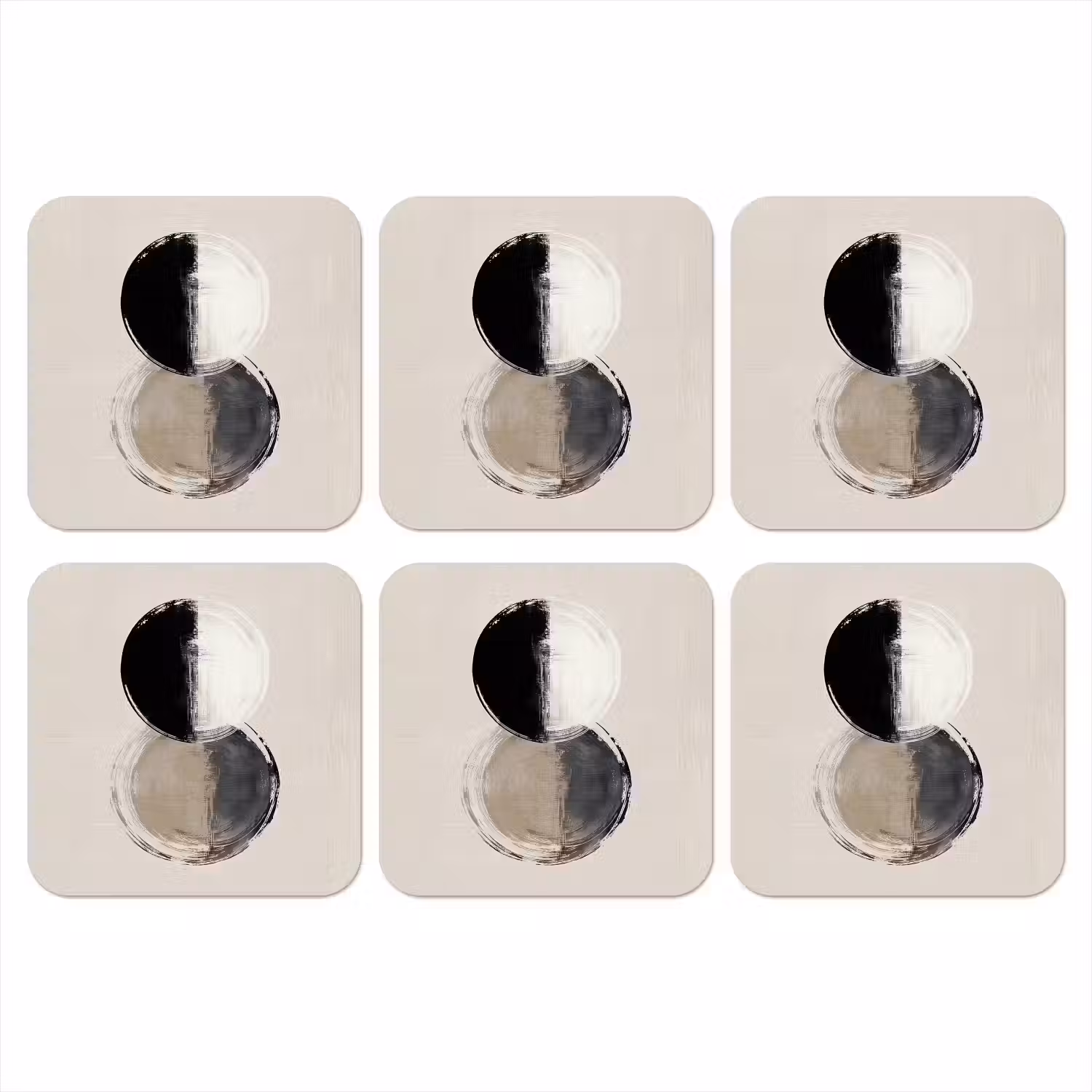 Cirkels - Strepen - Minimalistisch - Zwart onderzetter kurk middel -3d