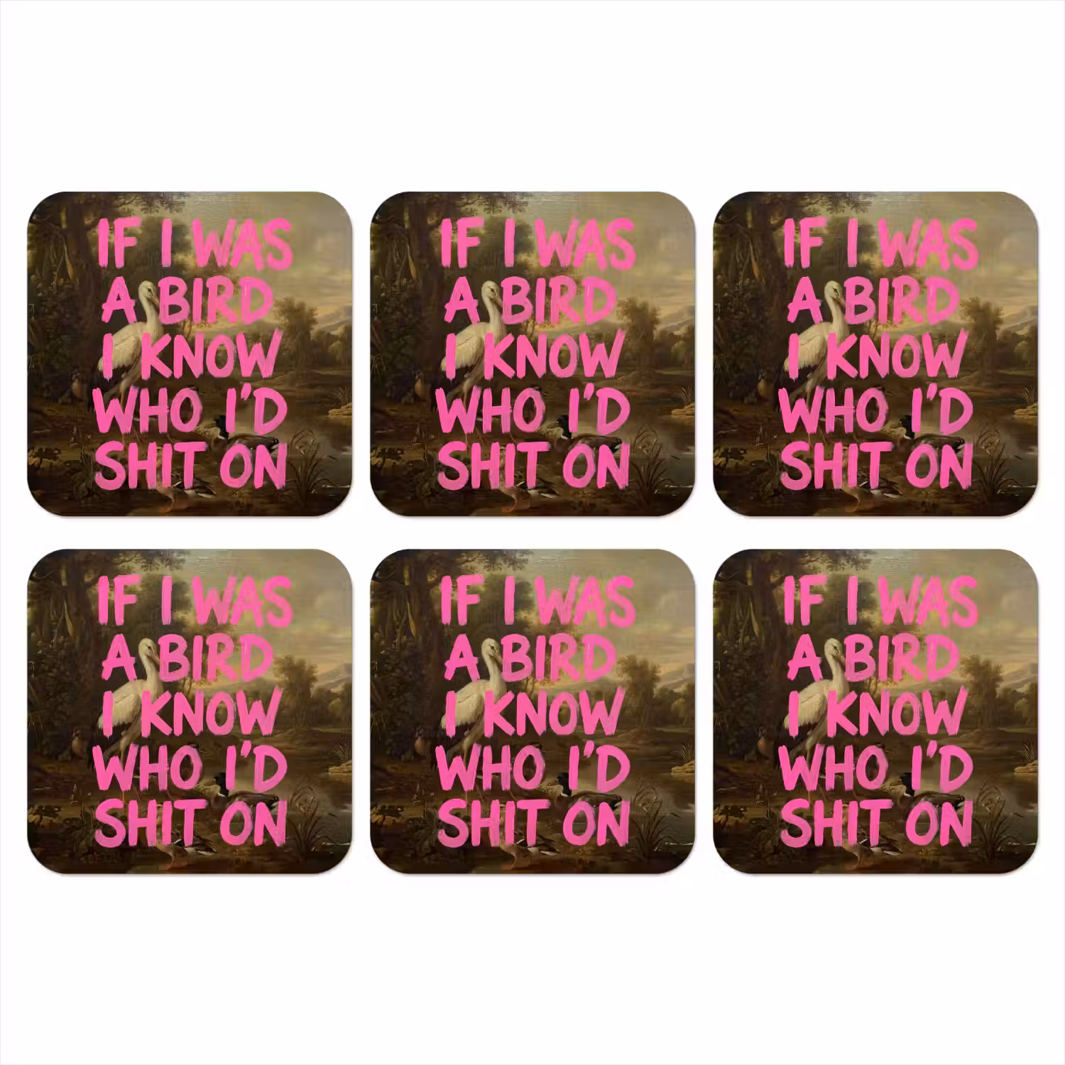 Klassiek - Humor - Roze onderzetter kurk middel -3d