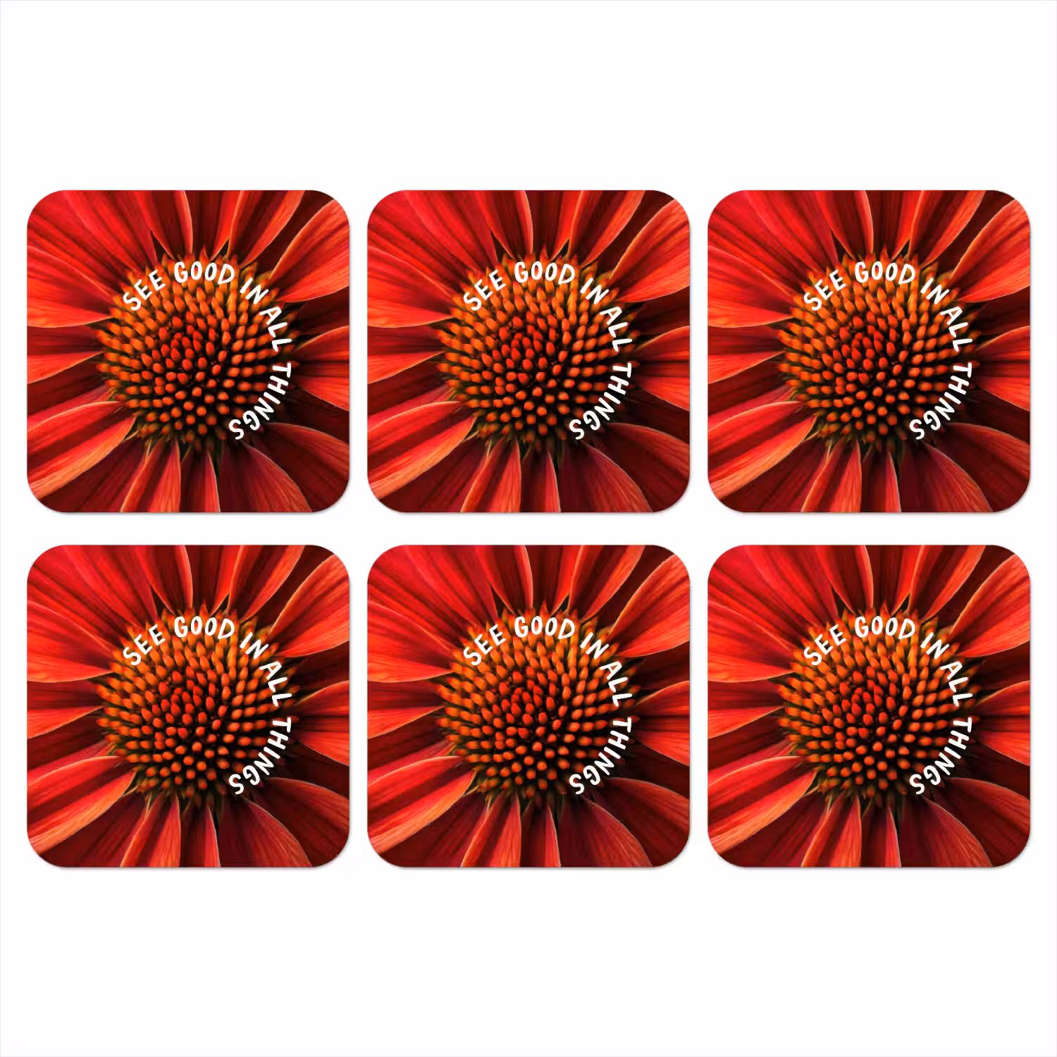 Close up - Bloem - Quote - Rood onderzetter kurk middel -3d