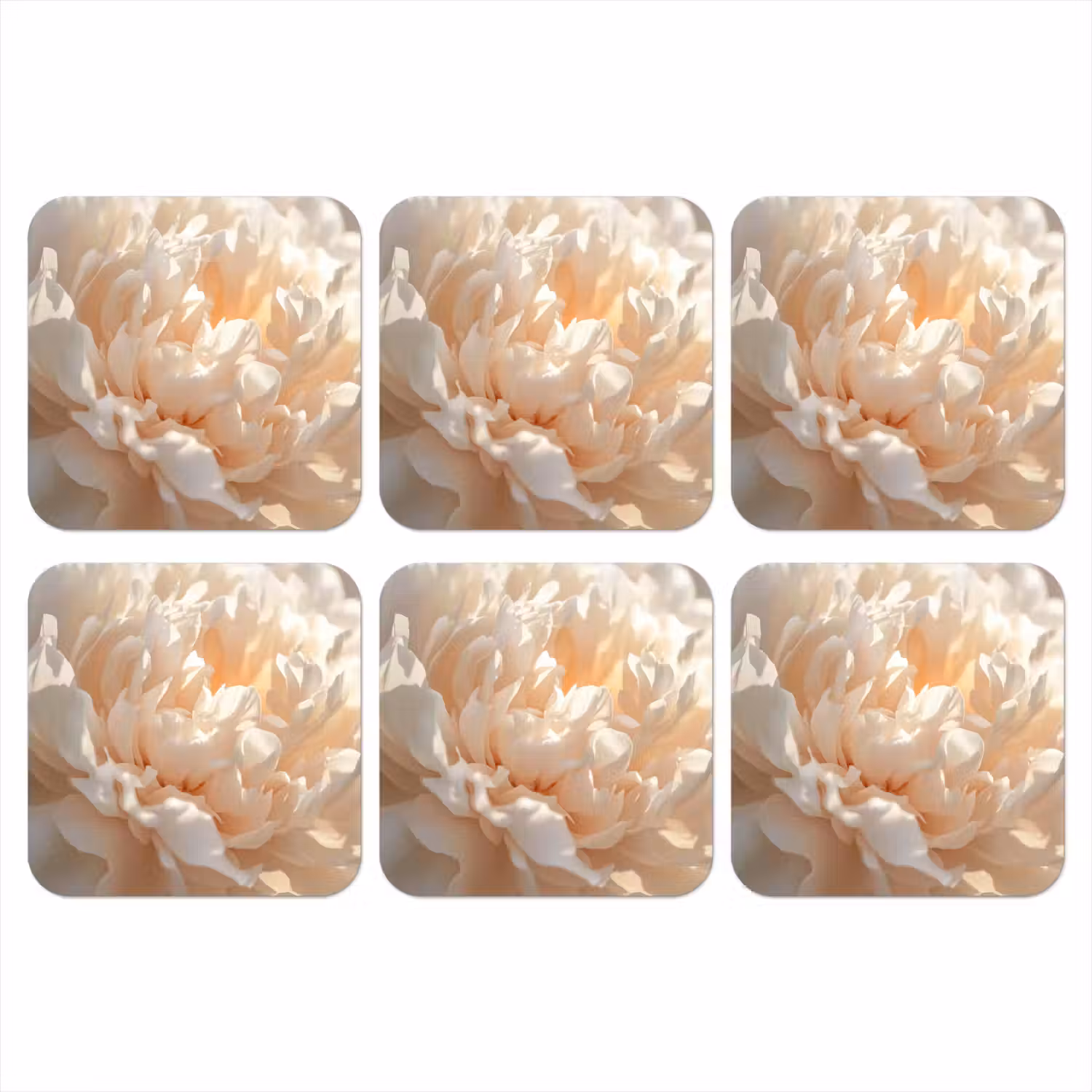 Close up - Pioenroos - Lichtroze onderzetter kurk middel -3d