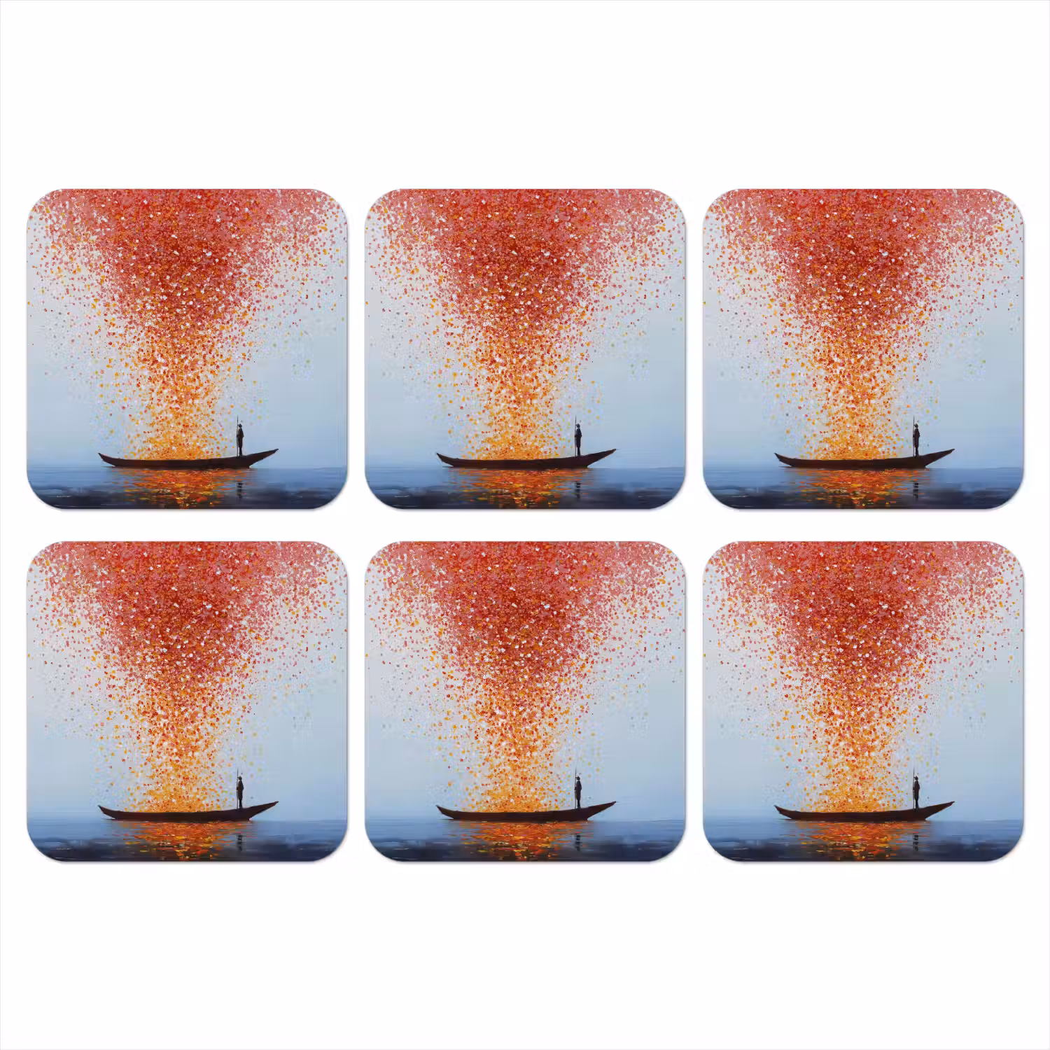 Wolk - Confetti - Boot - Wateroppervlakte onderzetter kurk middel -3d