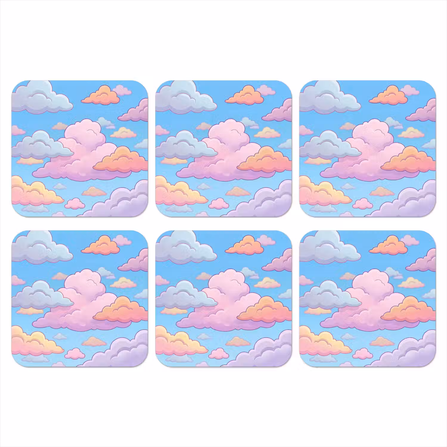 Wolk - Lucht - Natuur - Illustratie - Pastel onderzetter kurk middel -3d
