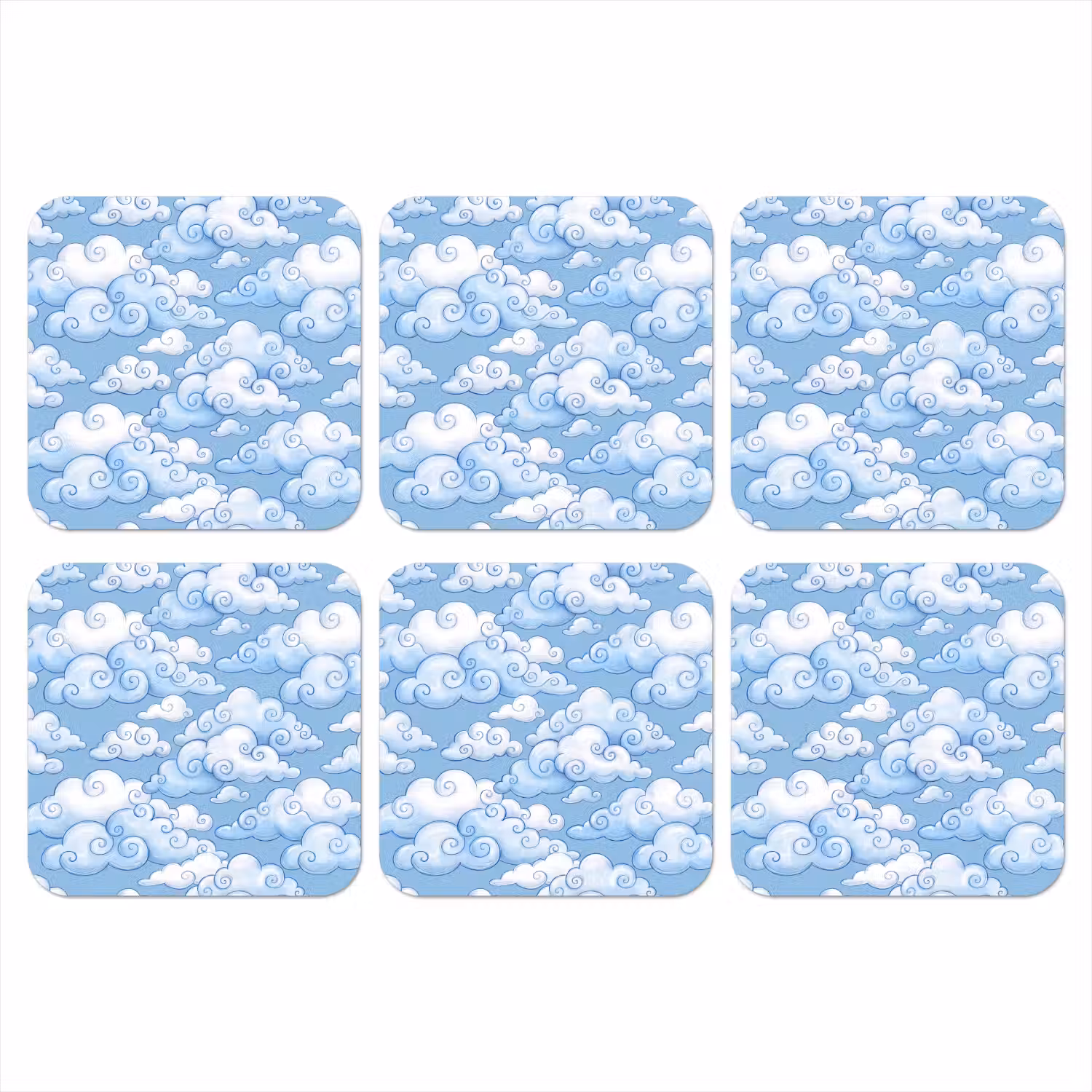Wolken - Patroon - Hemel - Illustratie - Wit onderzetter kurk middel -3d