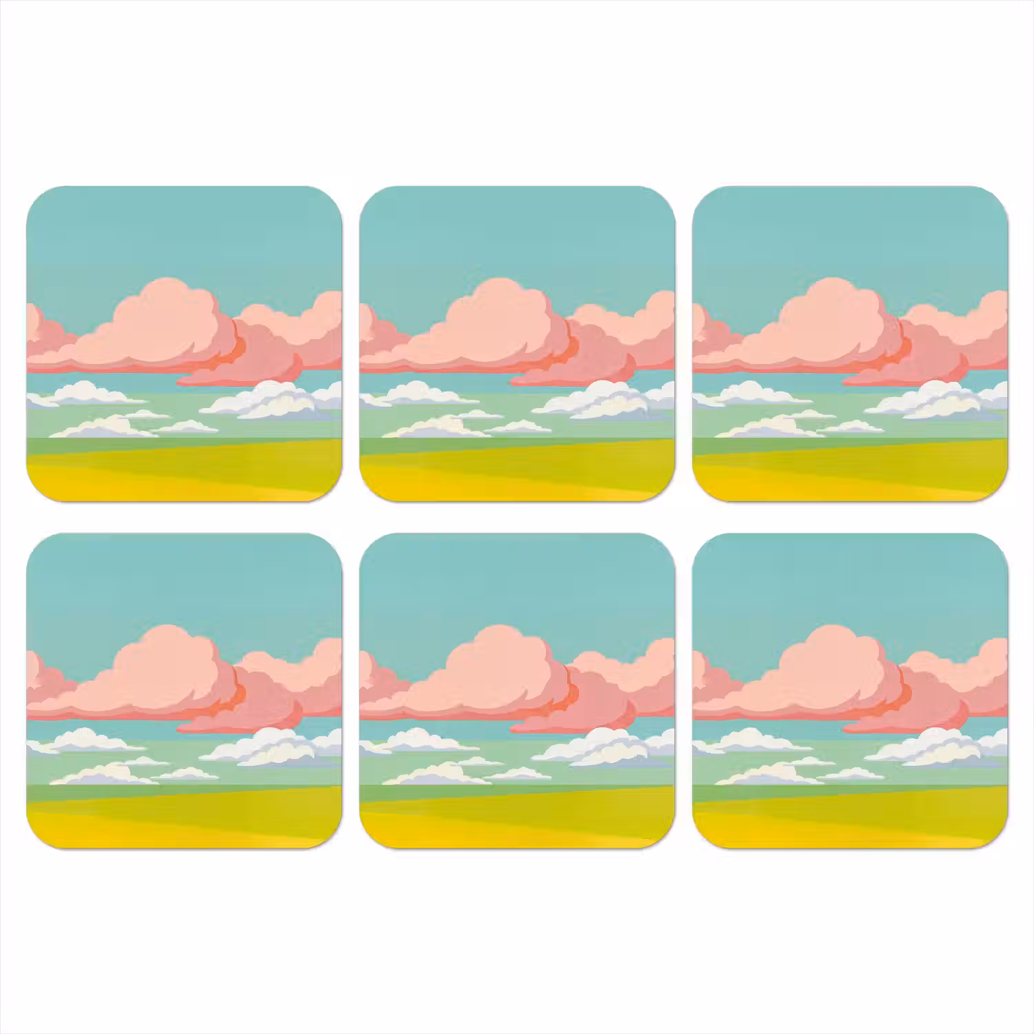Wolken - Roze - Natuur - Modern - Pastel onderzetter kurk middel -3d