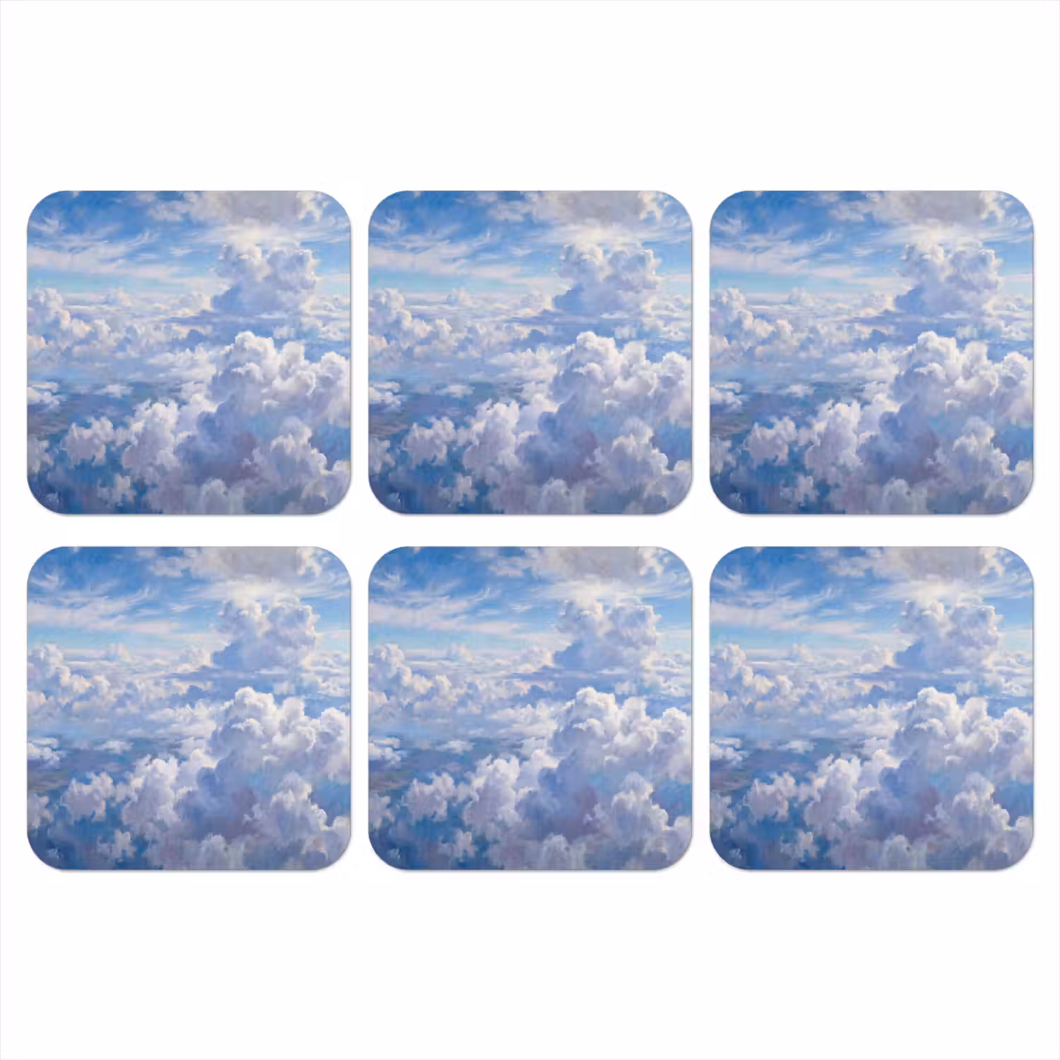 Wolken - Lucht - Natuur - Abstract - Blauw onderzetter kurk middel -3d