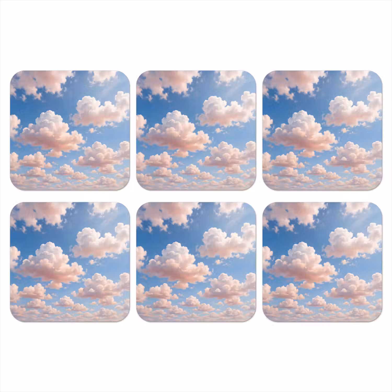 Wolken - Hemel - Natuur - Licht - Blauw onderzetter kurk middel -3d
