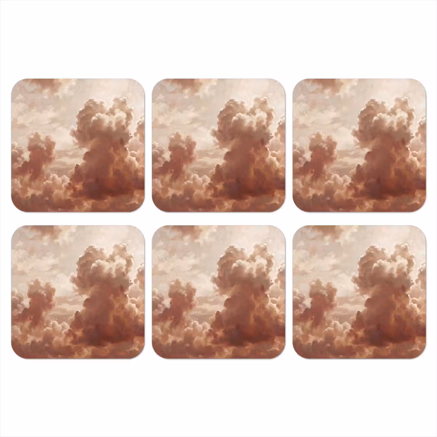 Wolken - Lucht - Natuur - Modern - Bruin onderzetter kurk middel -3d