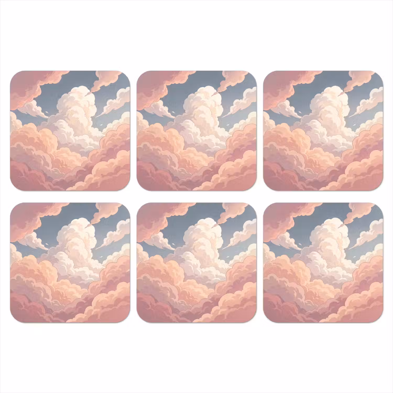 Wolken - Lucht - Natuur - Pastel - Roze onderzetter kurk middel -3d
