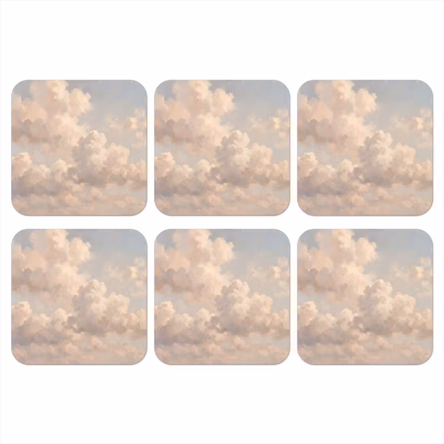 Wolken - Zacht - Natuur - Klassiek - Beige onderzetter kurk middel -3d