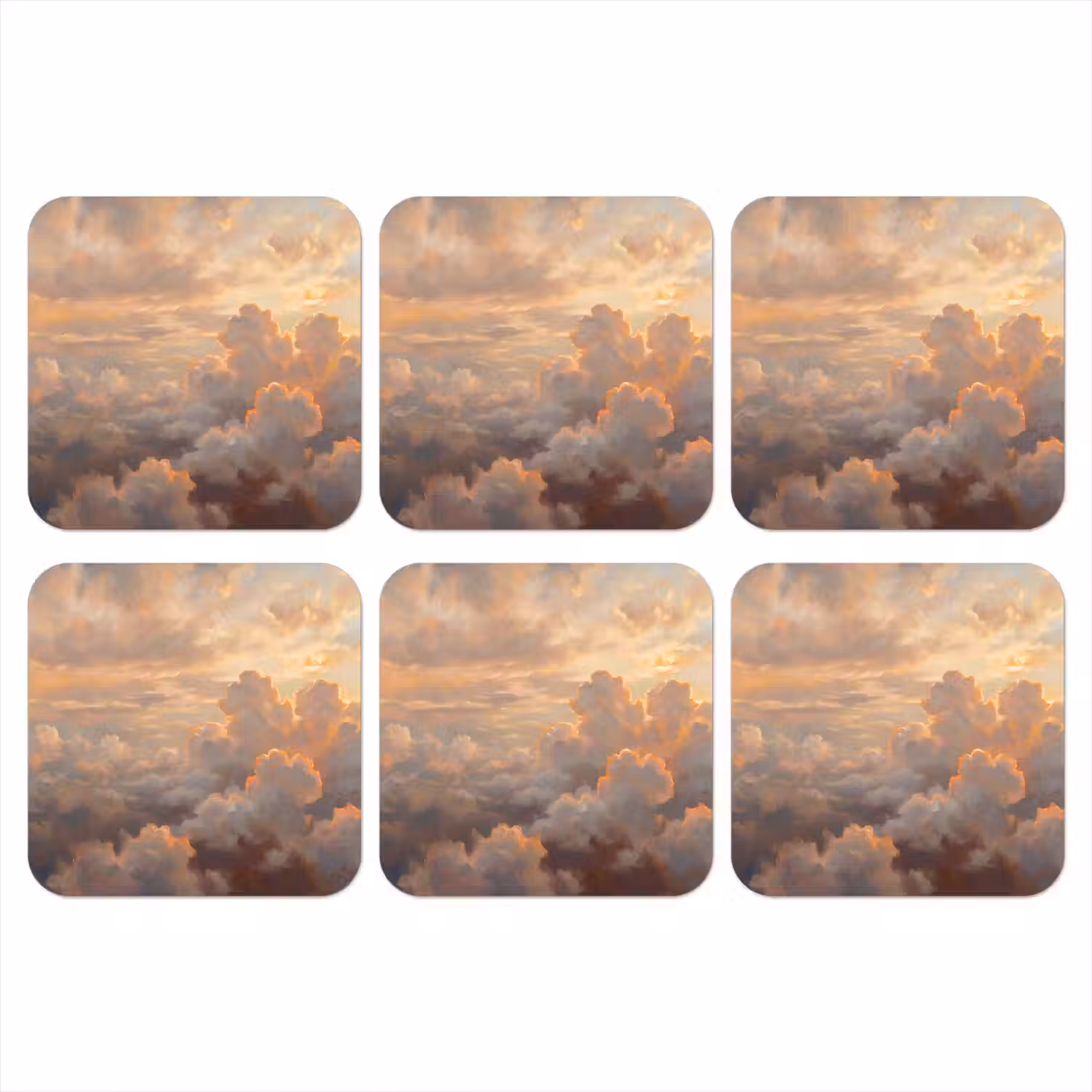 Wolken - Zonsondergang - Natuur - Abstract - Goud onderzetter kurk middel -3d
