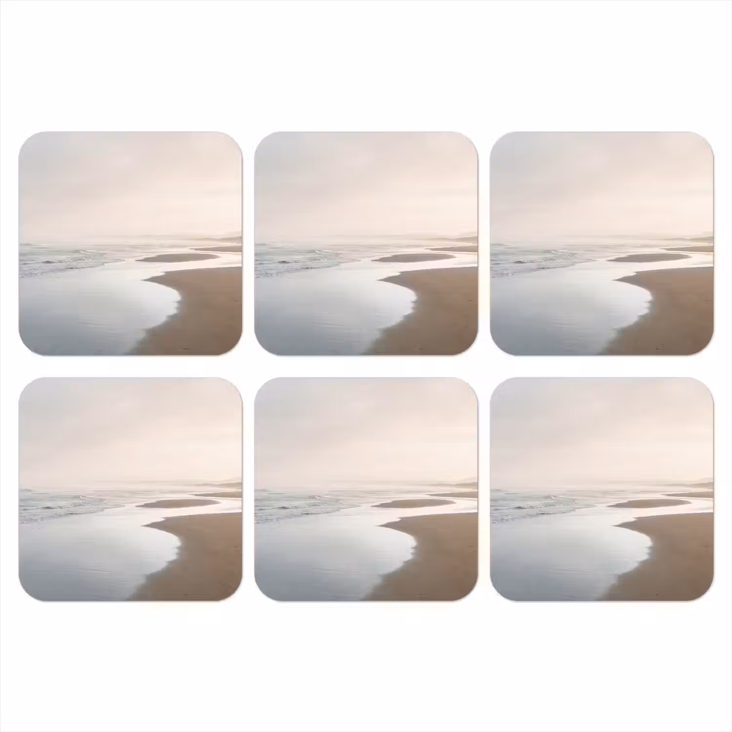Kustlijn - Strand - Oceaan onderzetter kurk middel -3d