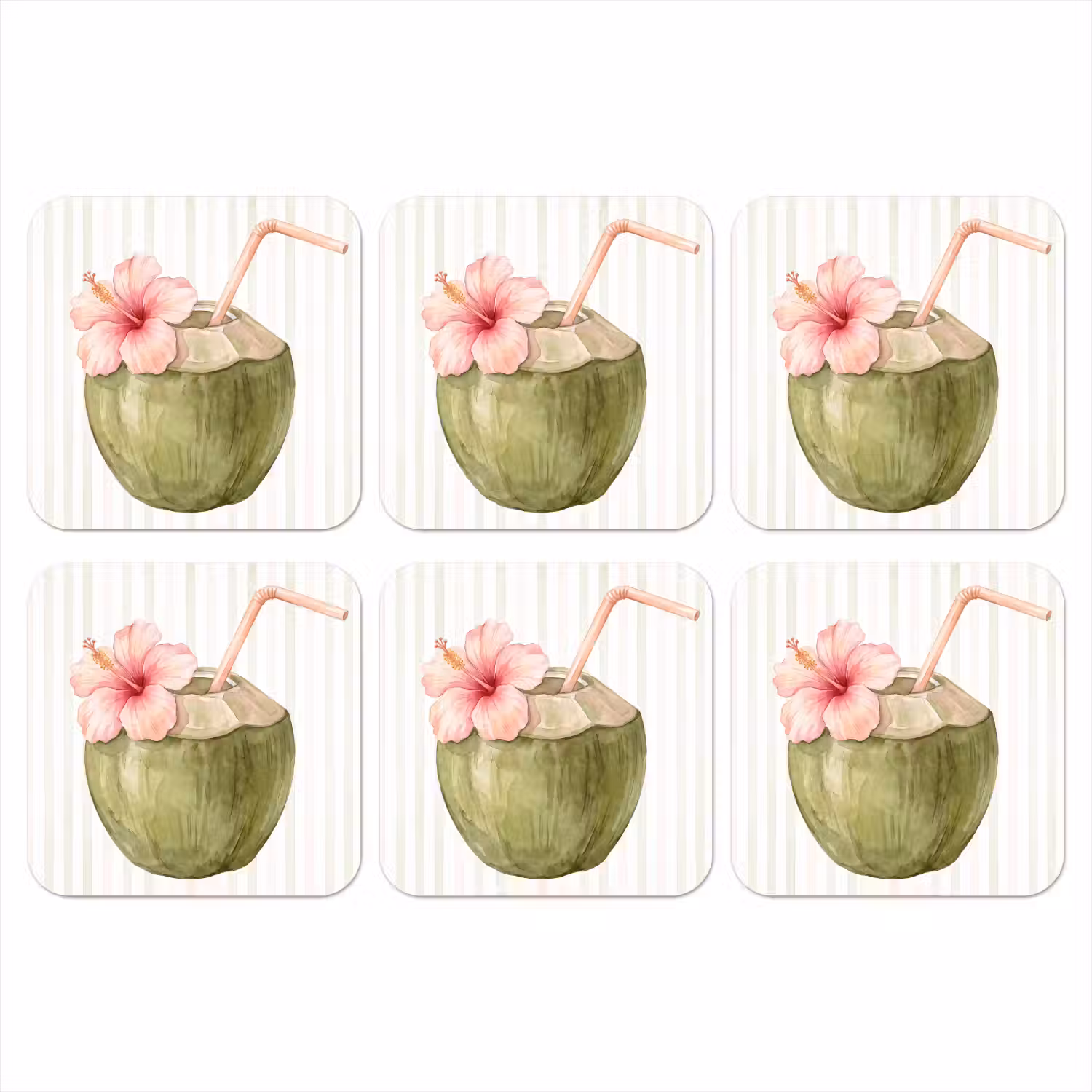 Kokosnoot - Drank - Tropisch - Illustratie - Zomer onderzetter kurk middel -3d