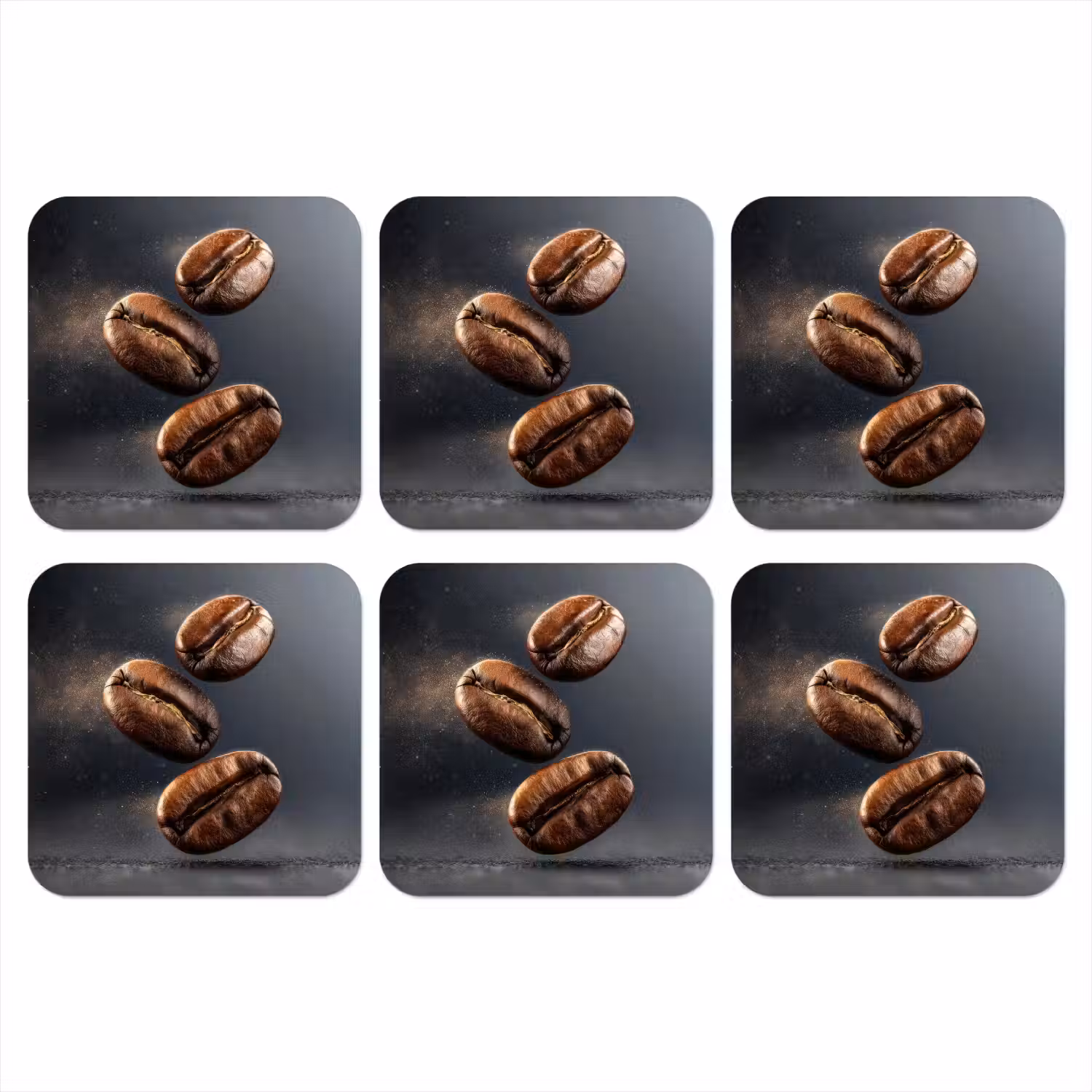 Koffiebonen - Zwevend - Grijs onderzetter kurk middel -3d