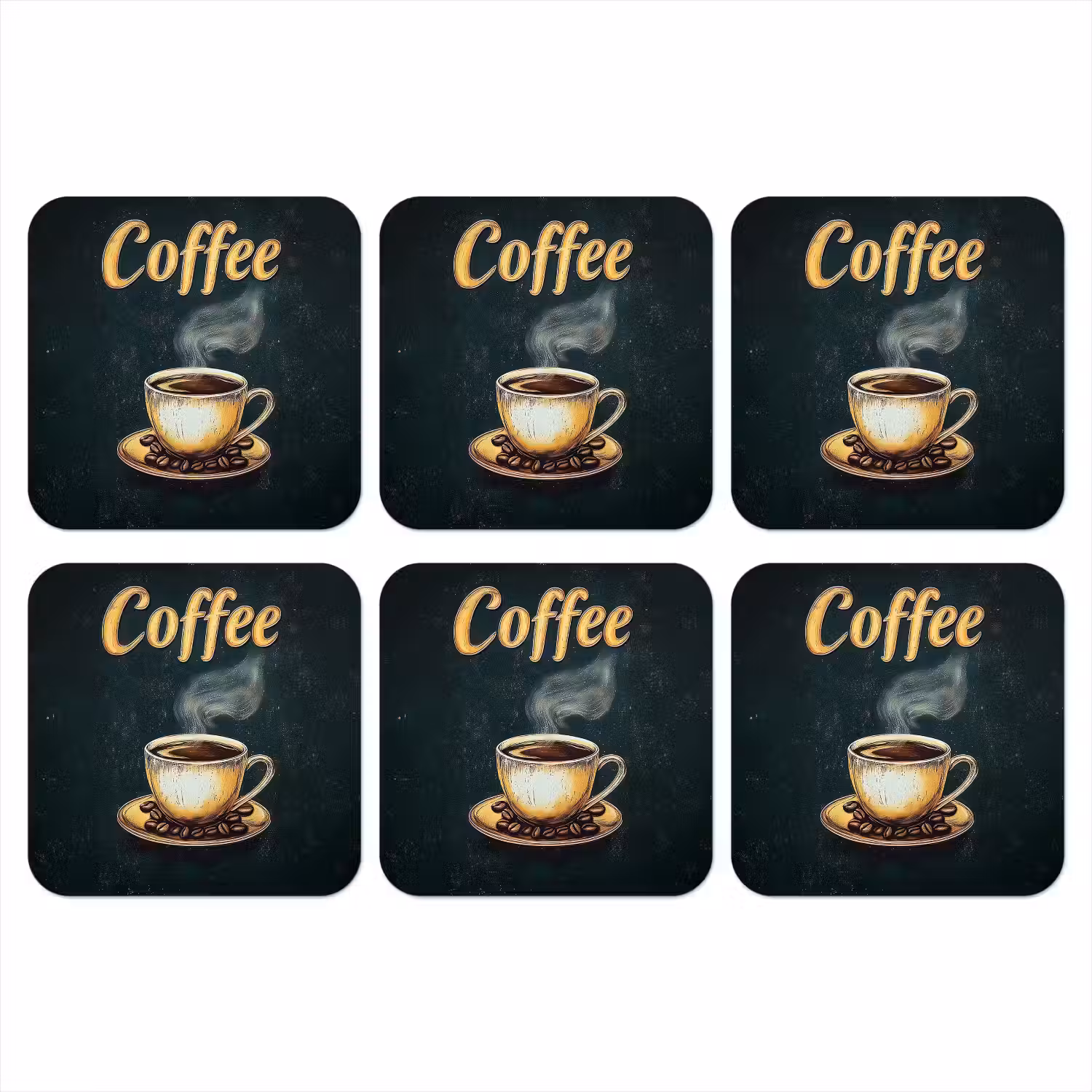Koffie - Schotel - Koffiebonen - Retro onderzetter kurk middel -3d