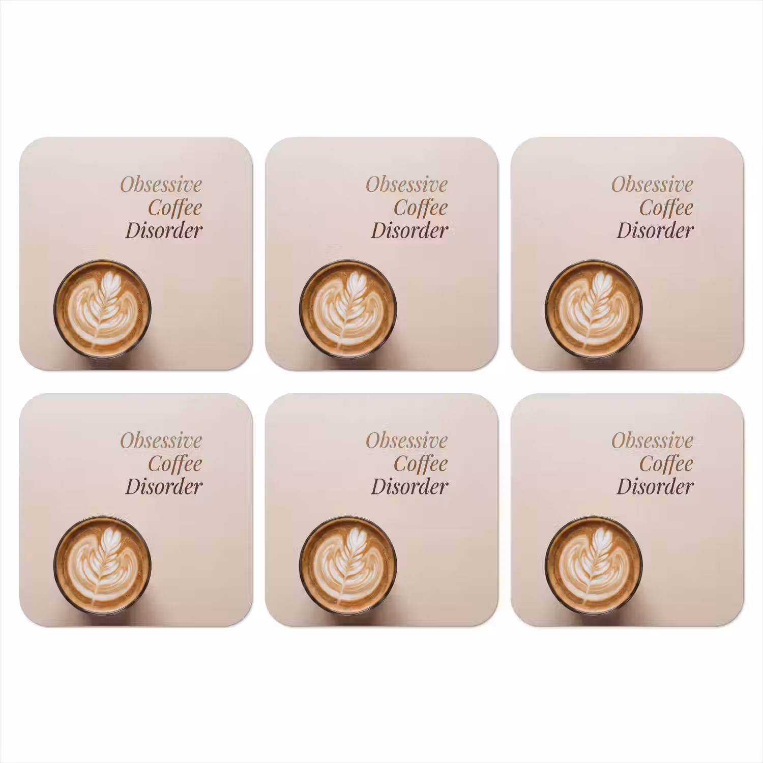 Koffie - Obessive Coffee Disorder - Beige onderzetter kurk middel -3d