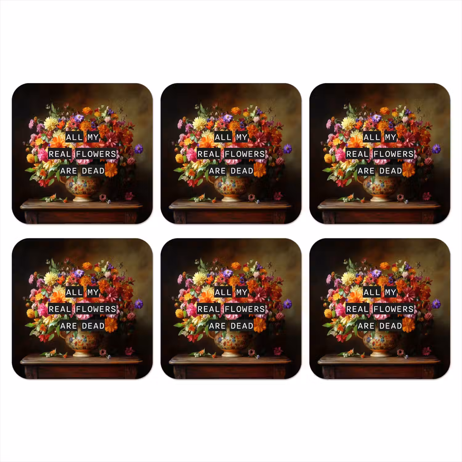 Kleur - Bloemen - Vintage - Bloemenvaas onderzetter kurk middel -3d