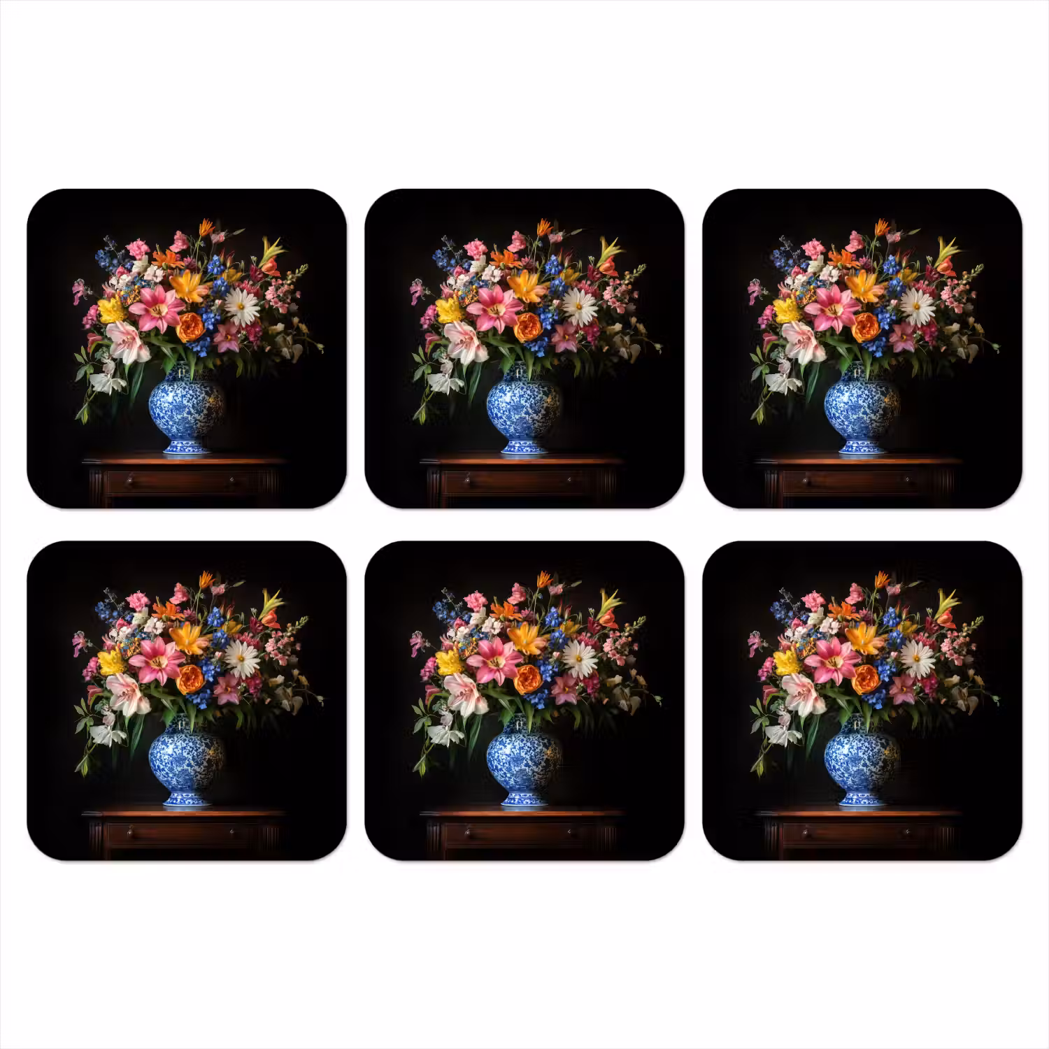 Kleur - Vaas - Bloemen - Boeket onderzetter kurk middel -3d