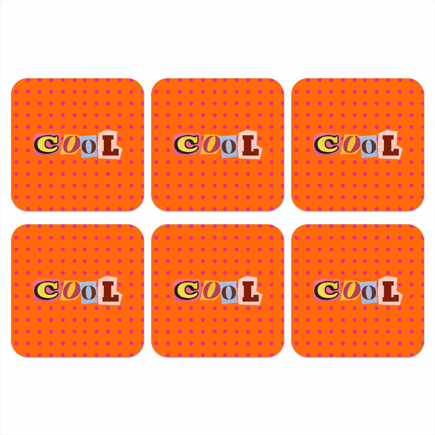 Cool - Stippen - Oranje onderzetter kurk middel -3d