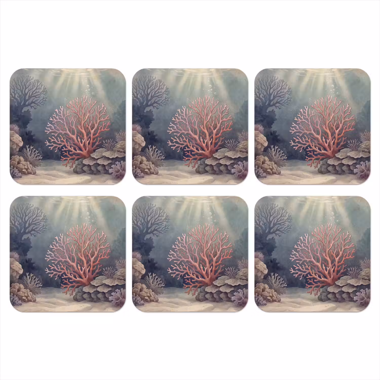 Koraal - Onderwater - Natuur - Roze onderzetter kurk middel -3d