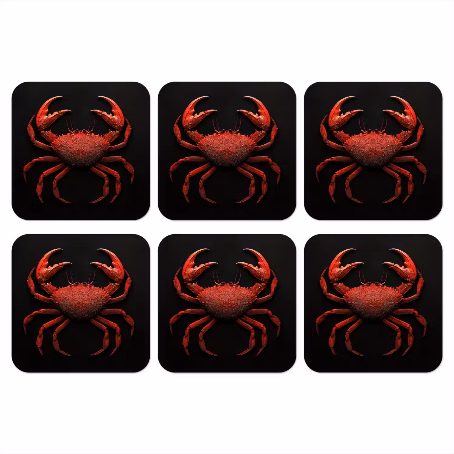 Krab - Rood - Vissen - Schaaldieren onderzetter kurk middel -3d
