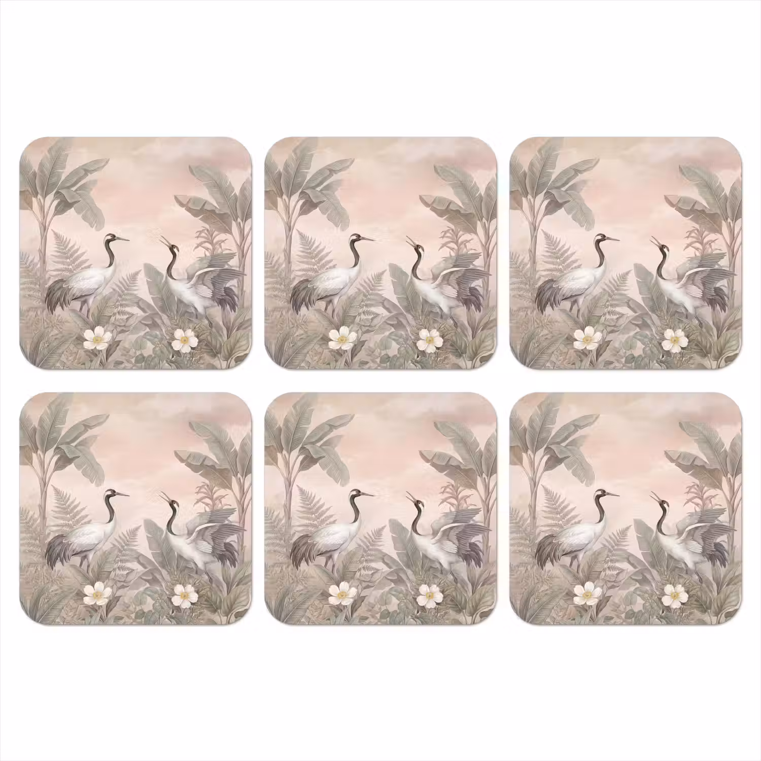 Kraanvogels - Natuur - Roze onderzetter kurk middel -3d