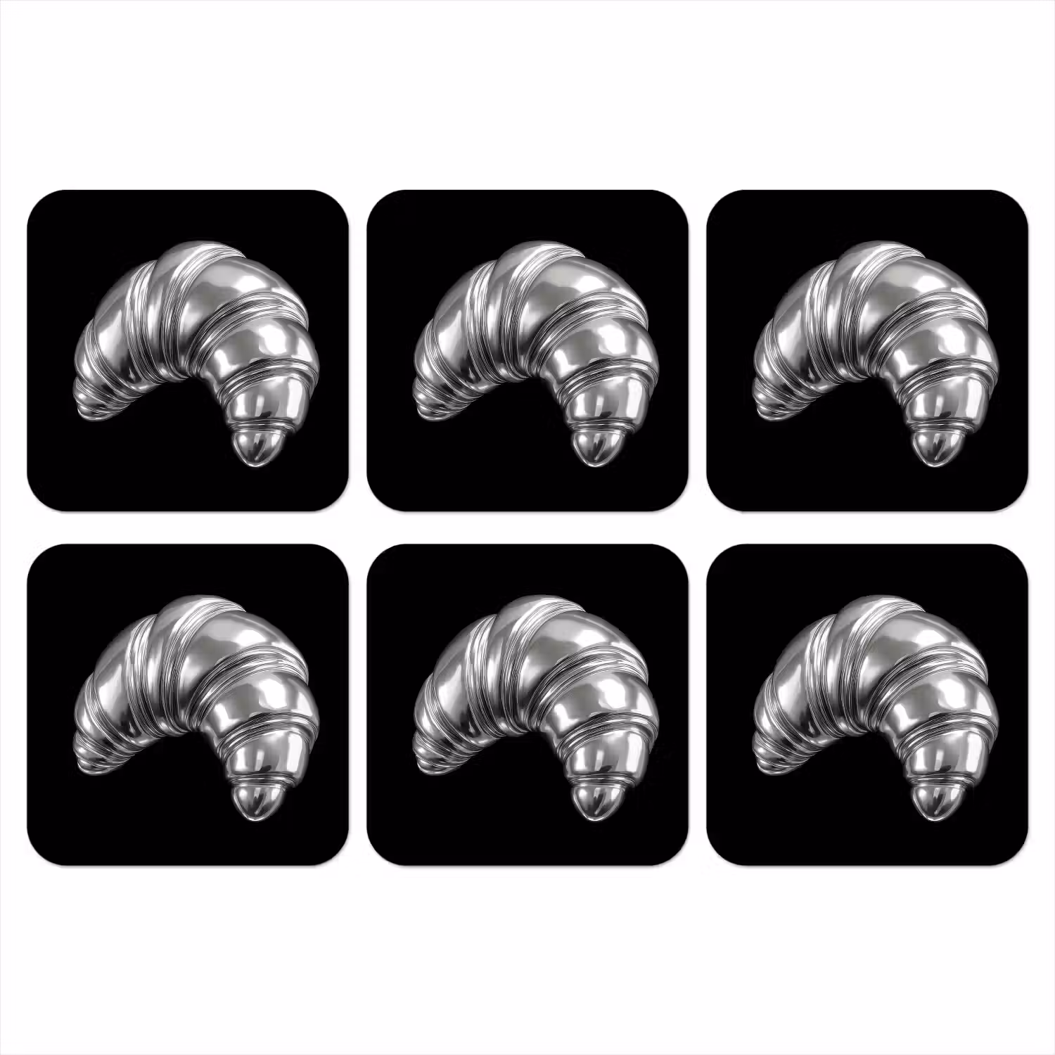 Croissant - Metaal - Zilver onderzetter kurk middel -3d