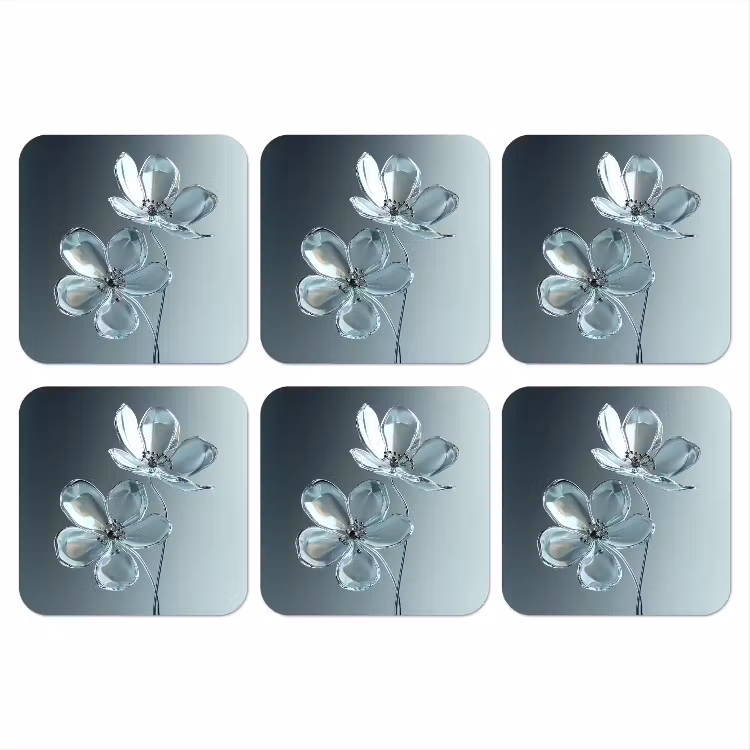 Kristal - Bloemen - Grijs onderzetter kurk middel -3d