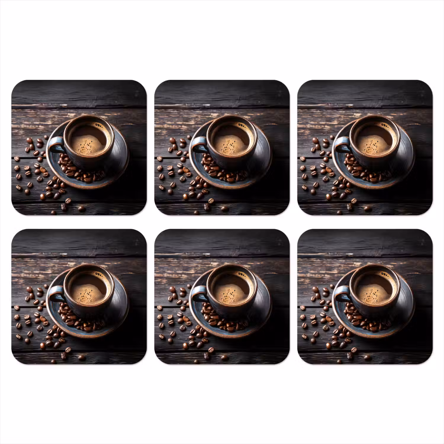 Kop - Koffie - Hout - Bonen onderzetter kurk middel -3d