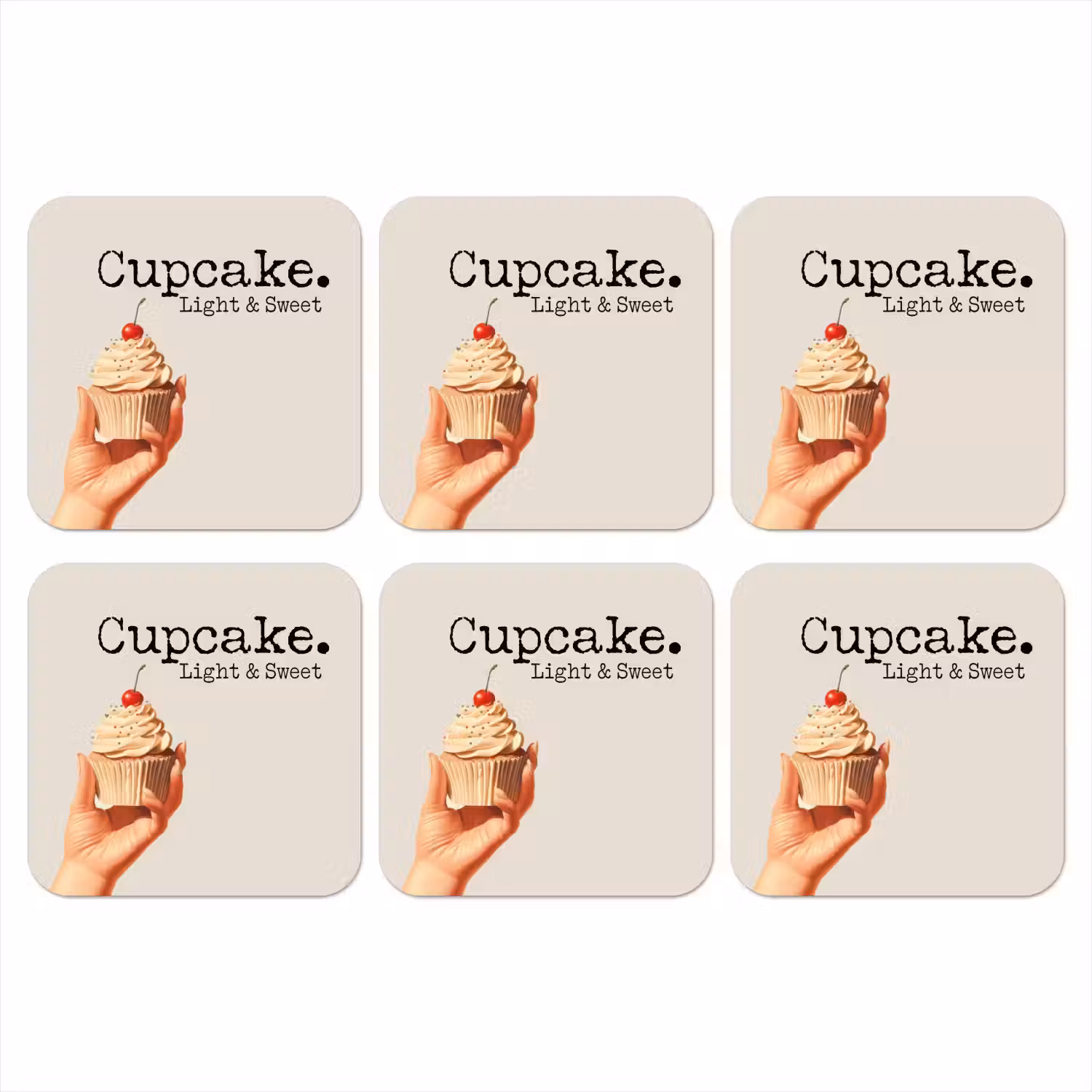 Cupcake - Zoet - Kers onderzetter kurk middel -3d