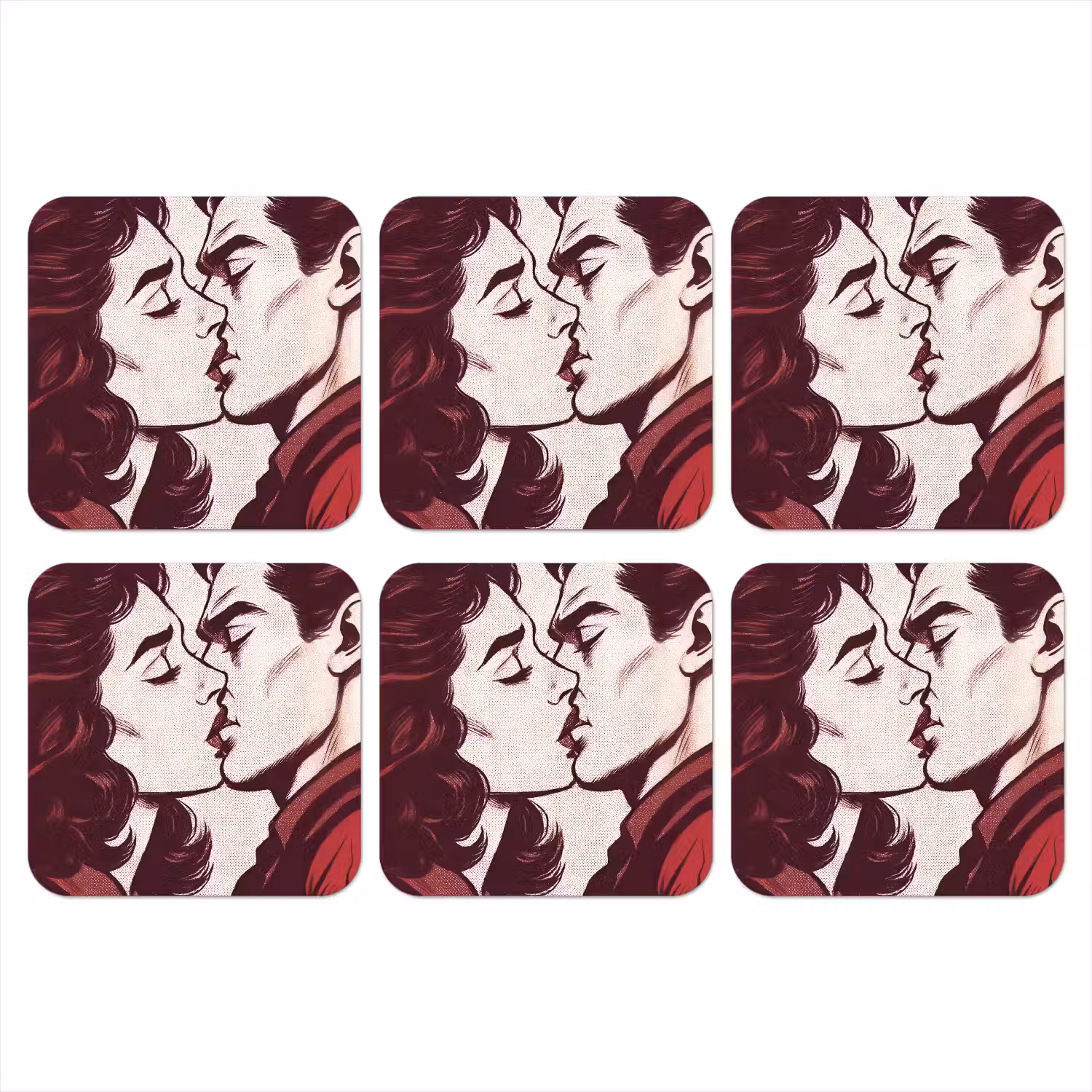 Kussen - Personen - Retro - Bordeaux onderzetter kurk middel -3d