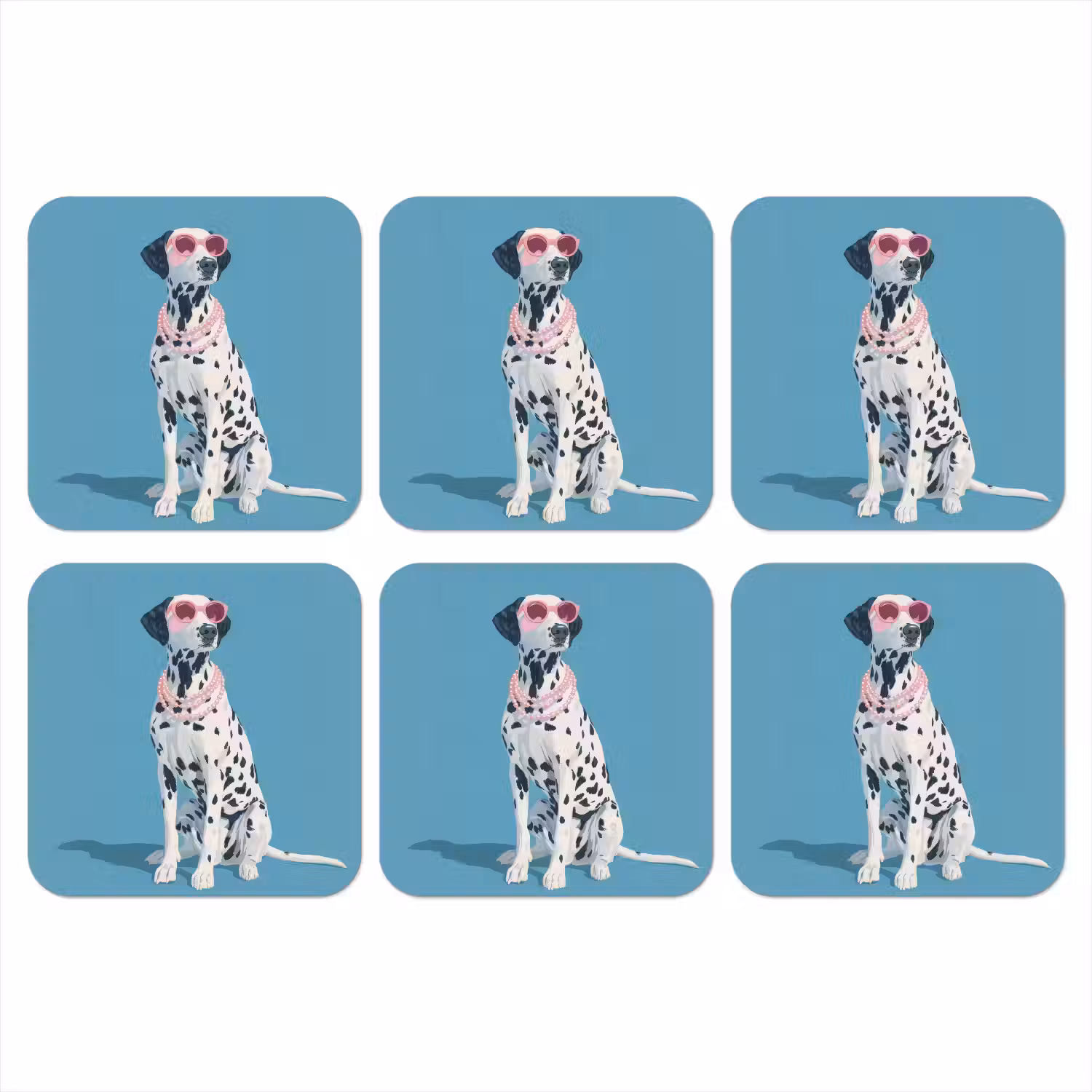 Dalmatiër - Zonnebril - Blauw onderzetter kurk middel -3d