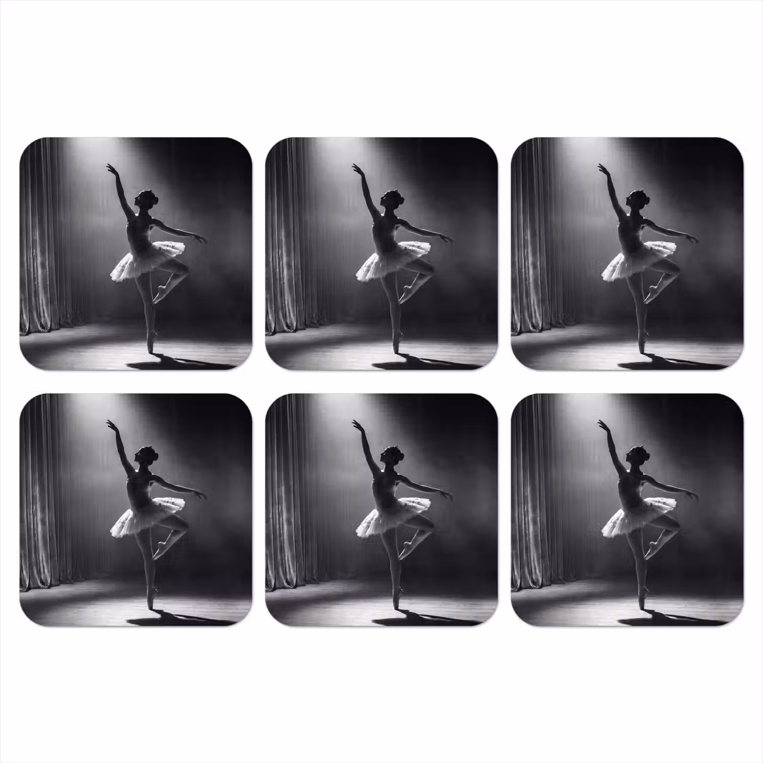 Danser - Podium - Zwart-wit - Kunst - Klassiek onderzetter kurk middel -3d