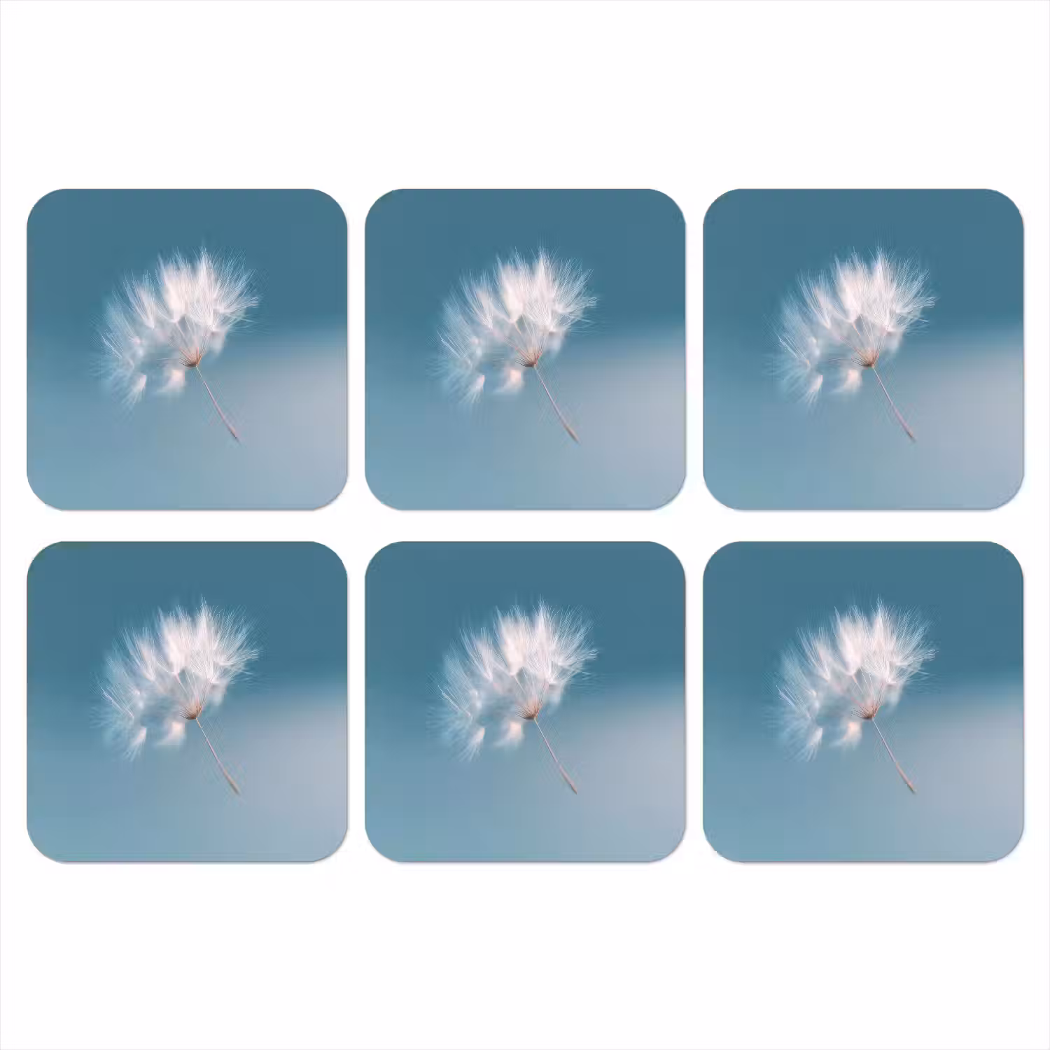 Paardenbloempluisje - Blauw - Lucht onderzetter kurk middel -3d