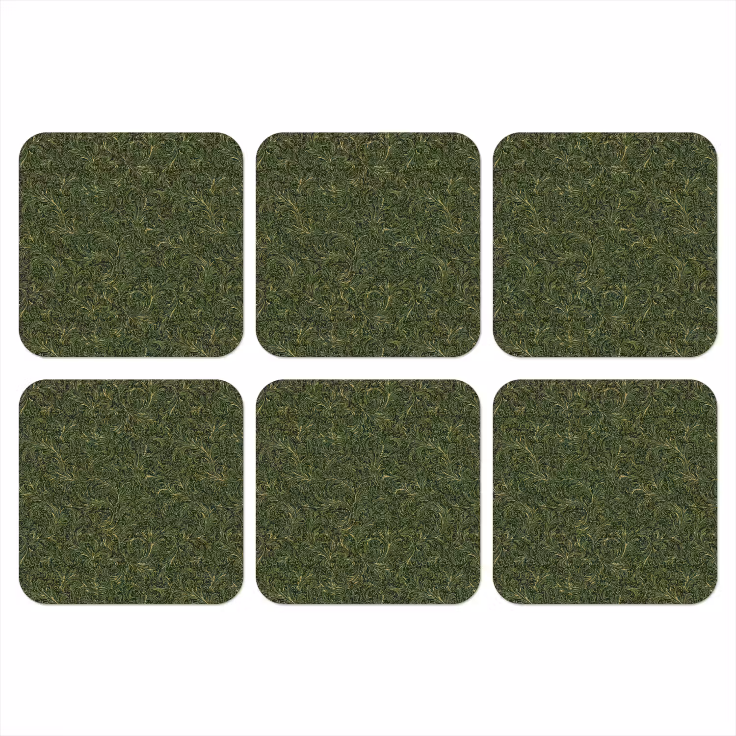 Donker - Groen - Krullend - Botanisch onderzetter kurk middel 366 -3d