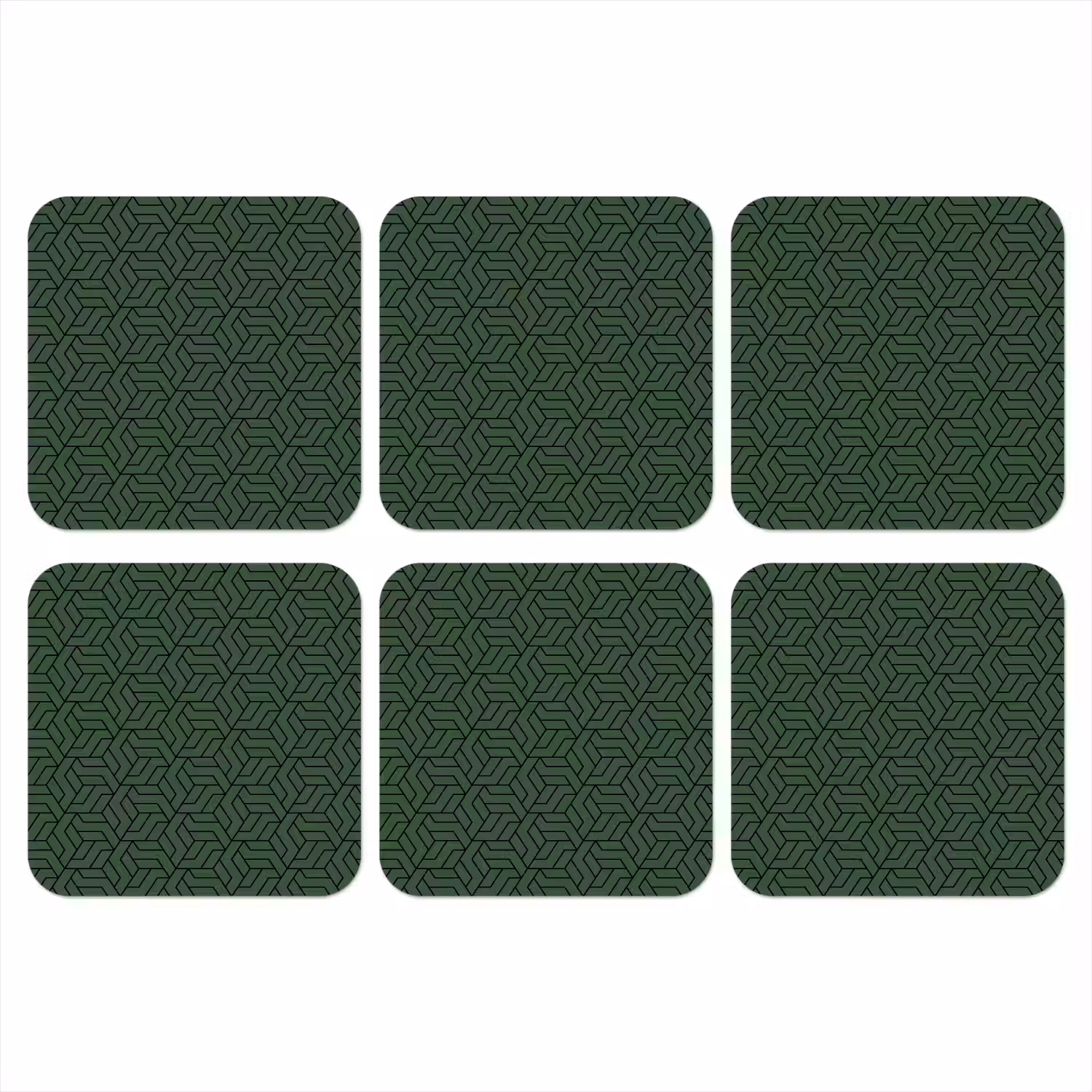 Donkergroen - Patroon - Lijnen - Zwart onderzetter kurk middel 366 -3d